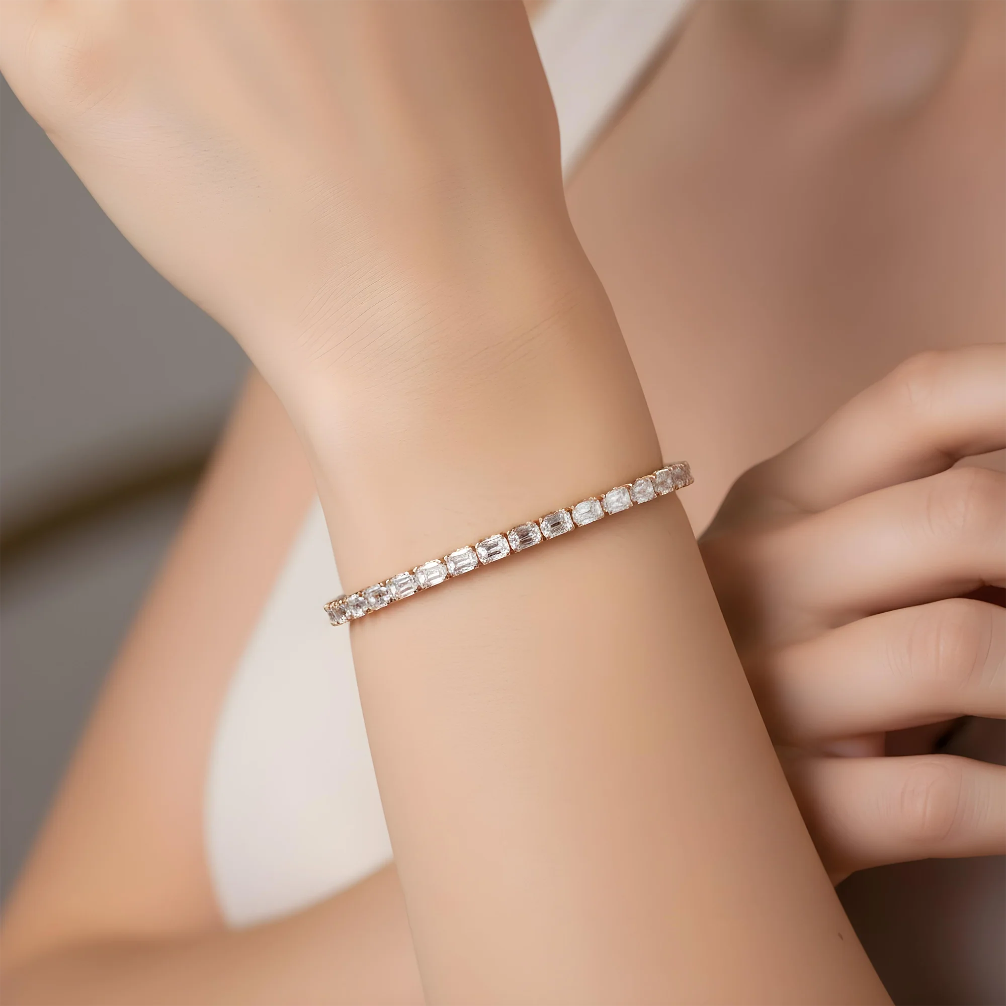 14K White Gold Round Diamond Tennis Bracelet 15.0ct - Image 7
