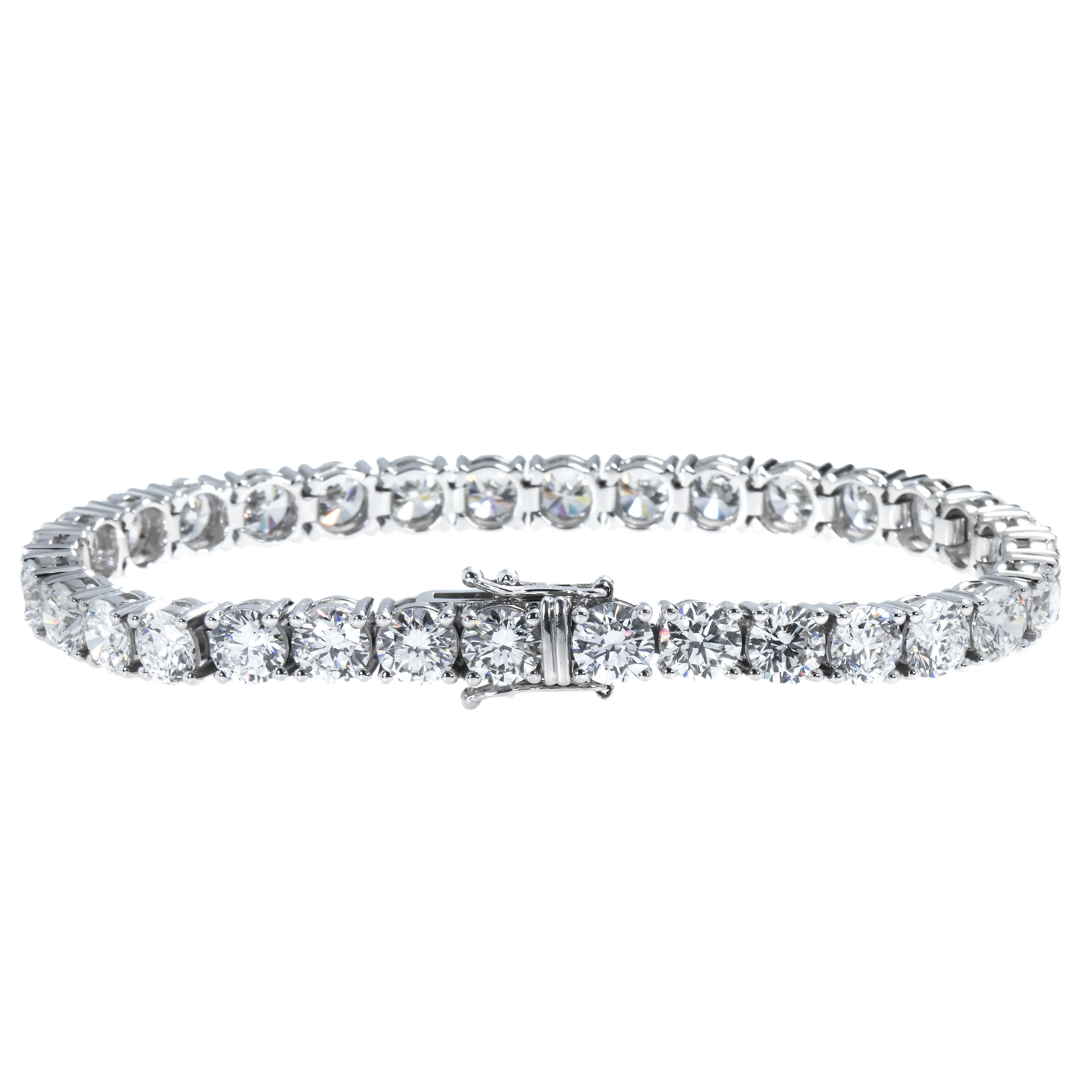 14K White Gold Round Diamond Tennis Bracelet 20.08ct - Image 4