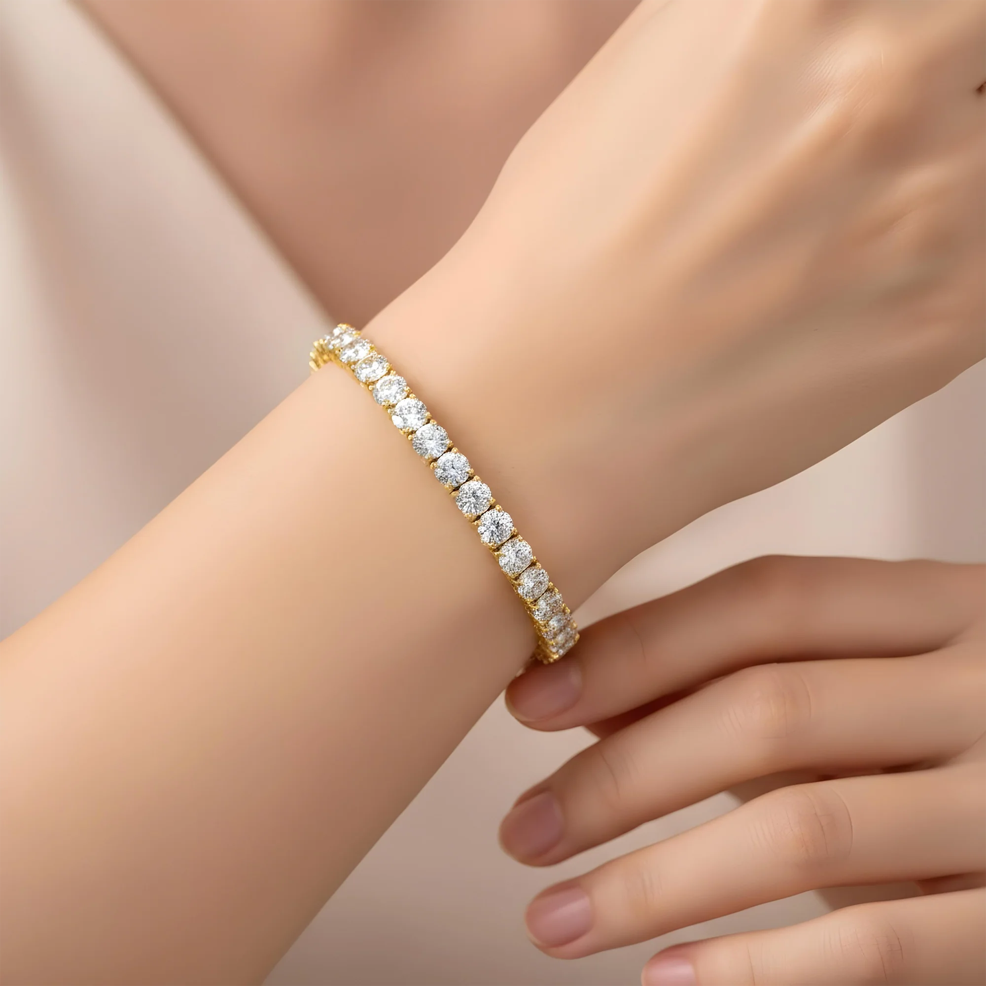 14K White Gold Round Diamond Tennis Bracelet 20.08ct - Image 6