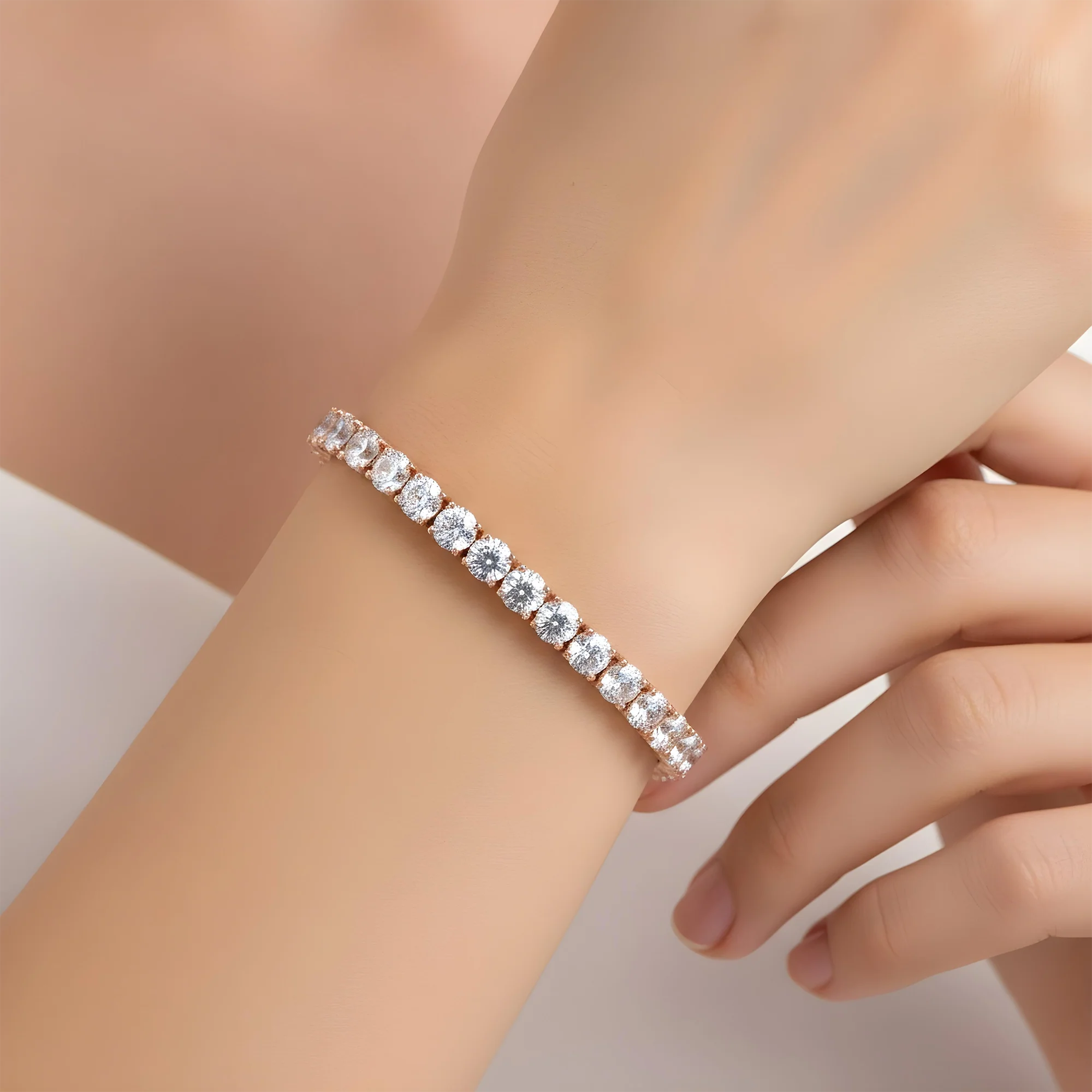 14K White Gold Round Diamond Tennis Bracelet 20.08ct - Image 8