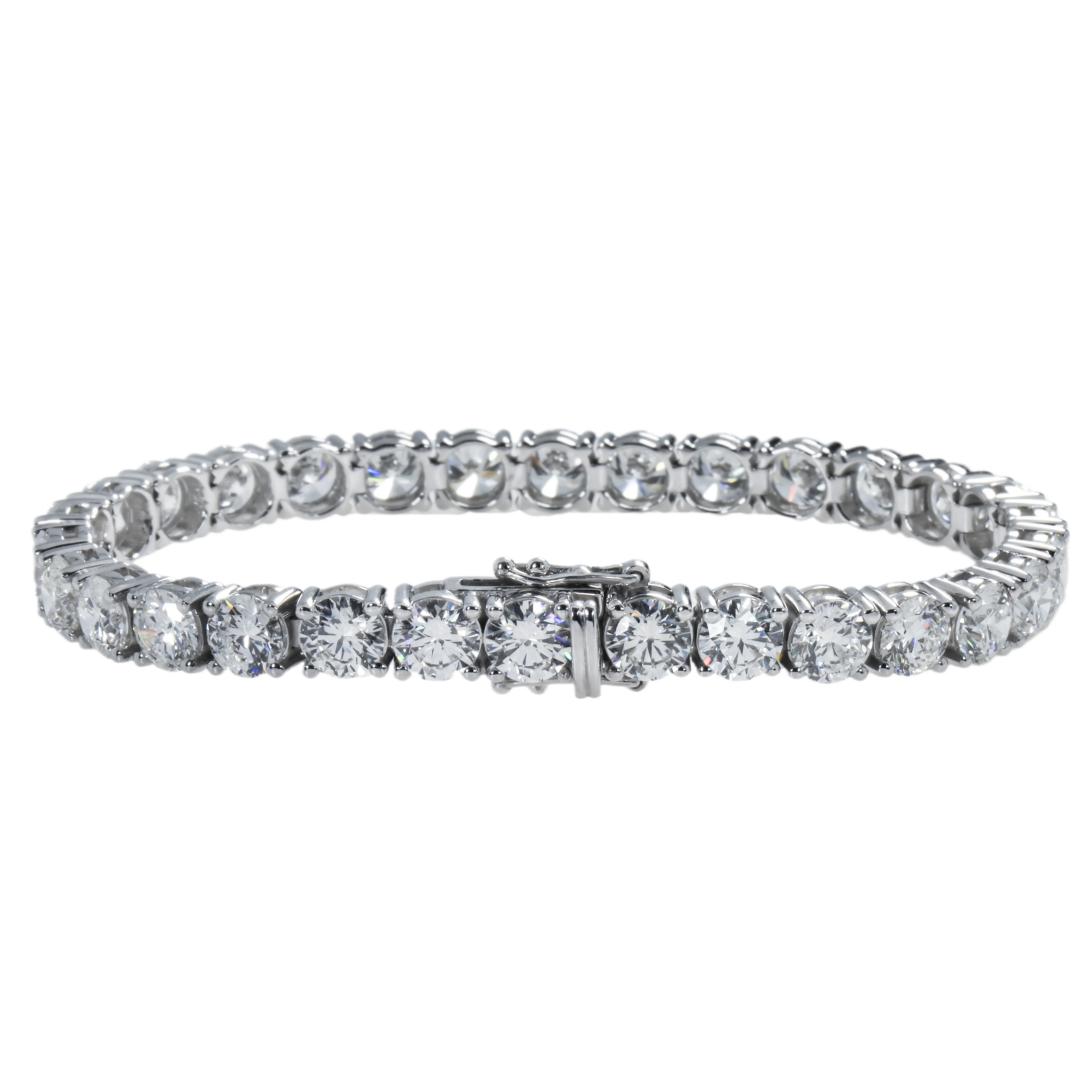 14K White Gold Round Diamond Tennis Bracelet 22.10ct - Image 3