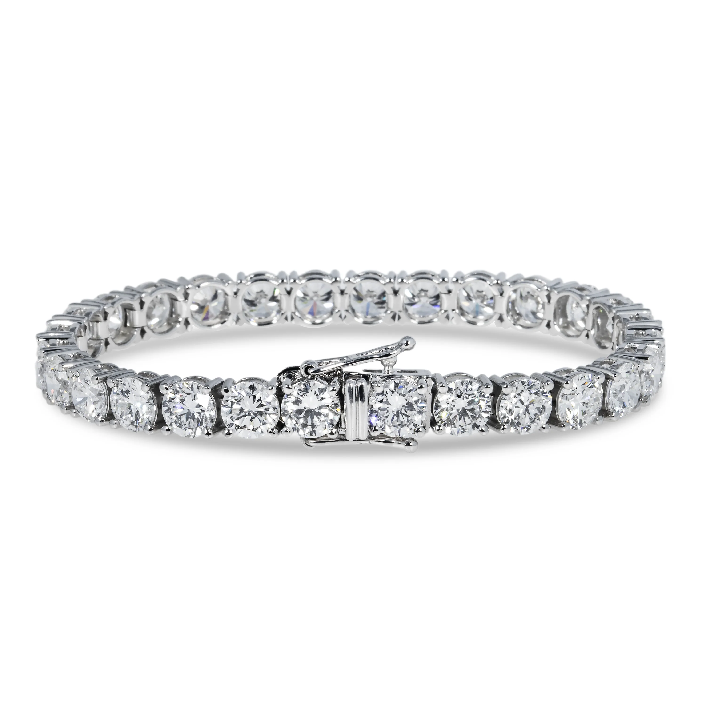 14K White Gold Round Diamond Tennis Bracelet 24.0ct - Image 3