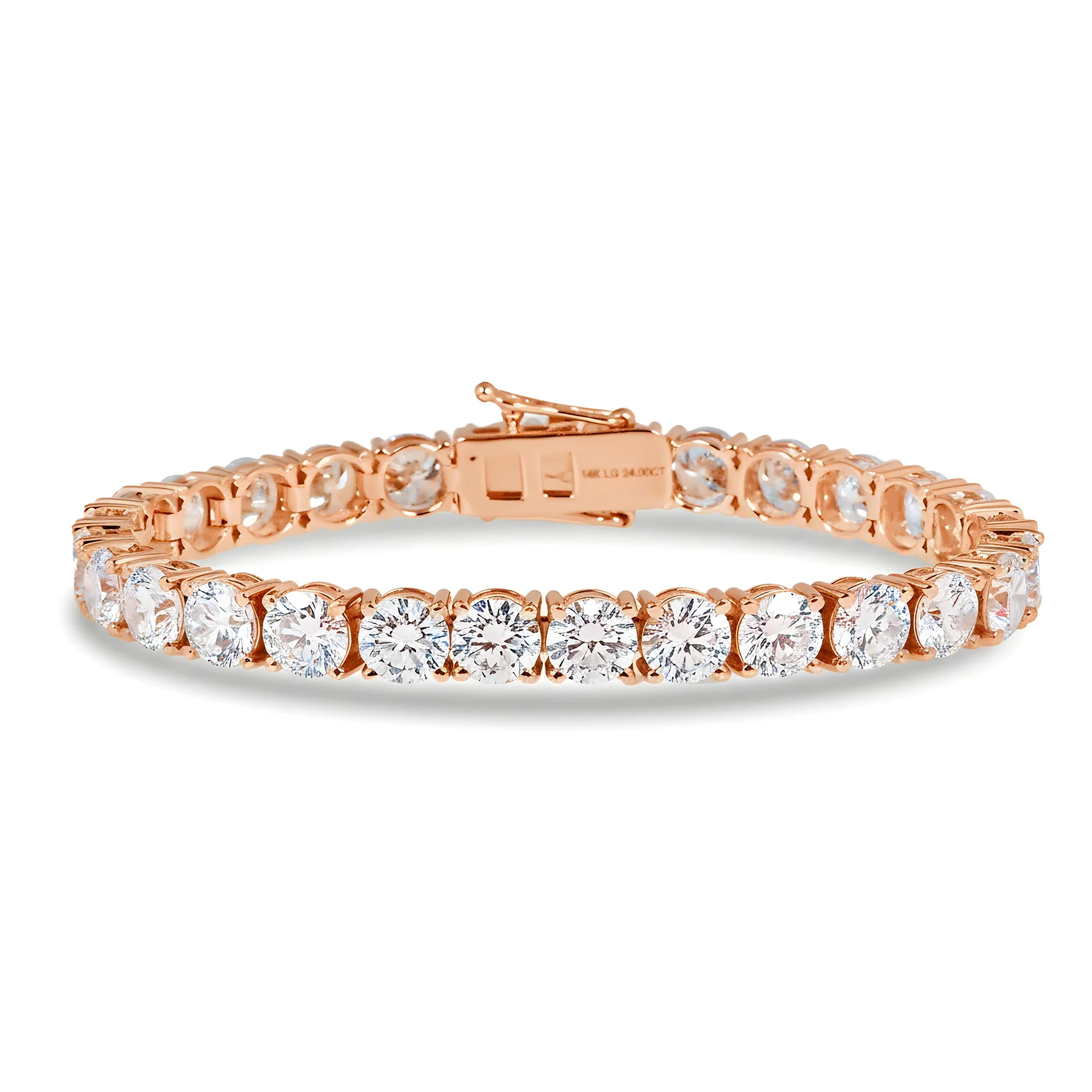 14K White Gold Round Diamond Tennis Bracelet 24.0ct - Image 6