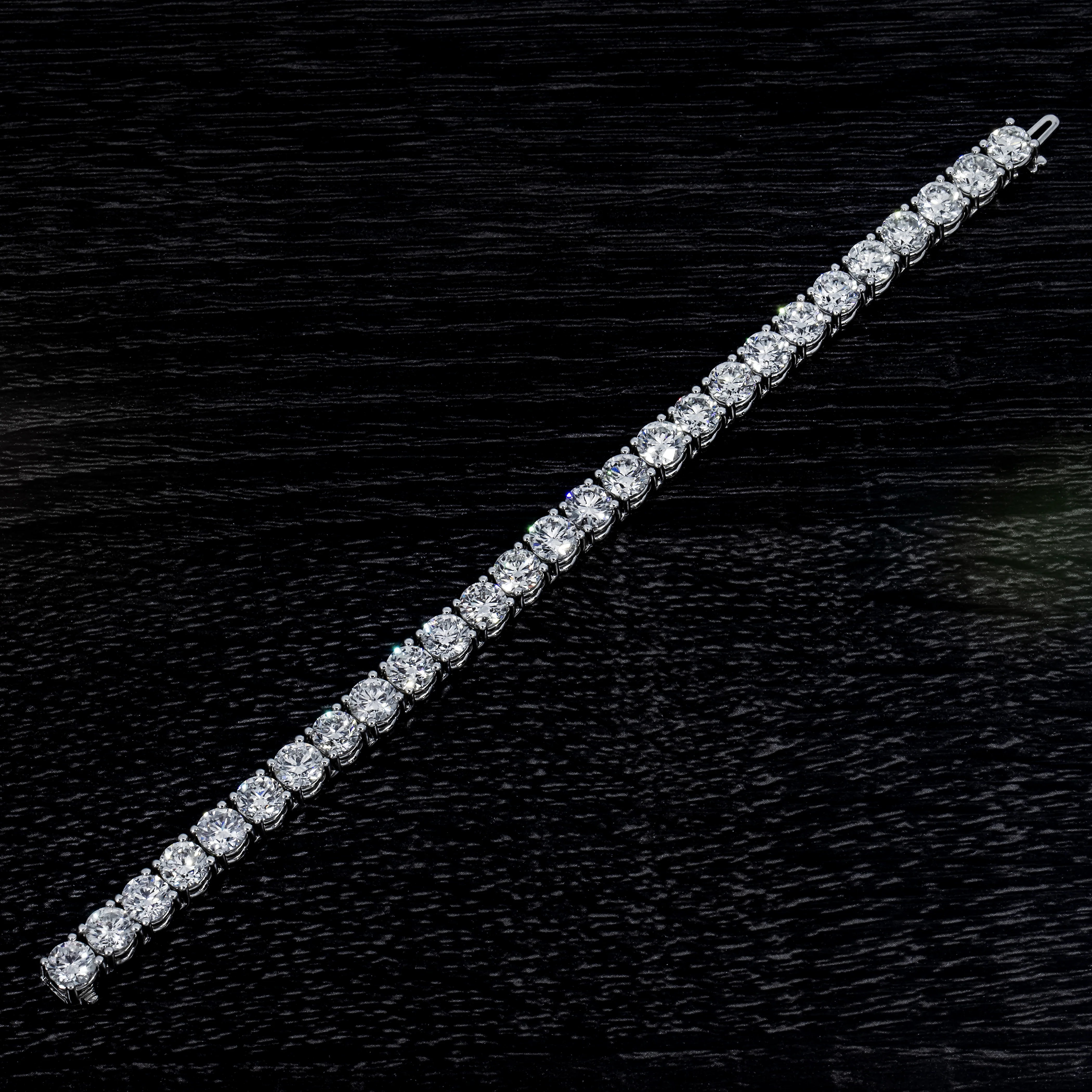 14K White Gold Round Diamond Tennis Bracelet 27.27ct - Image 3