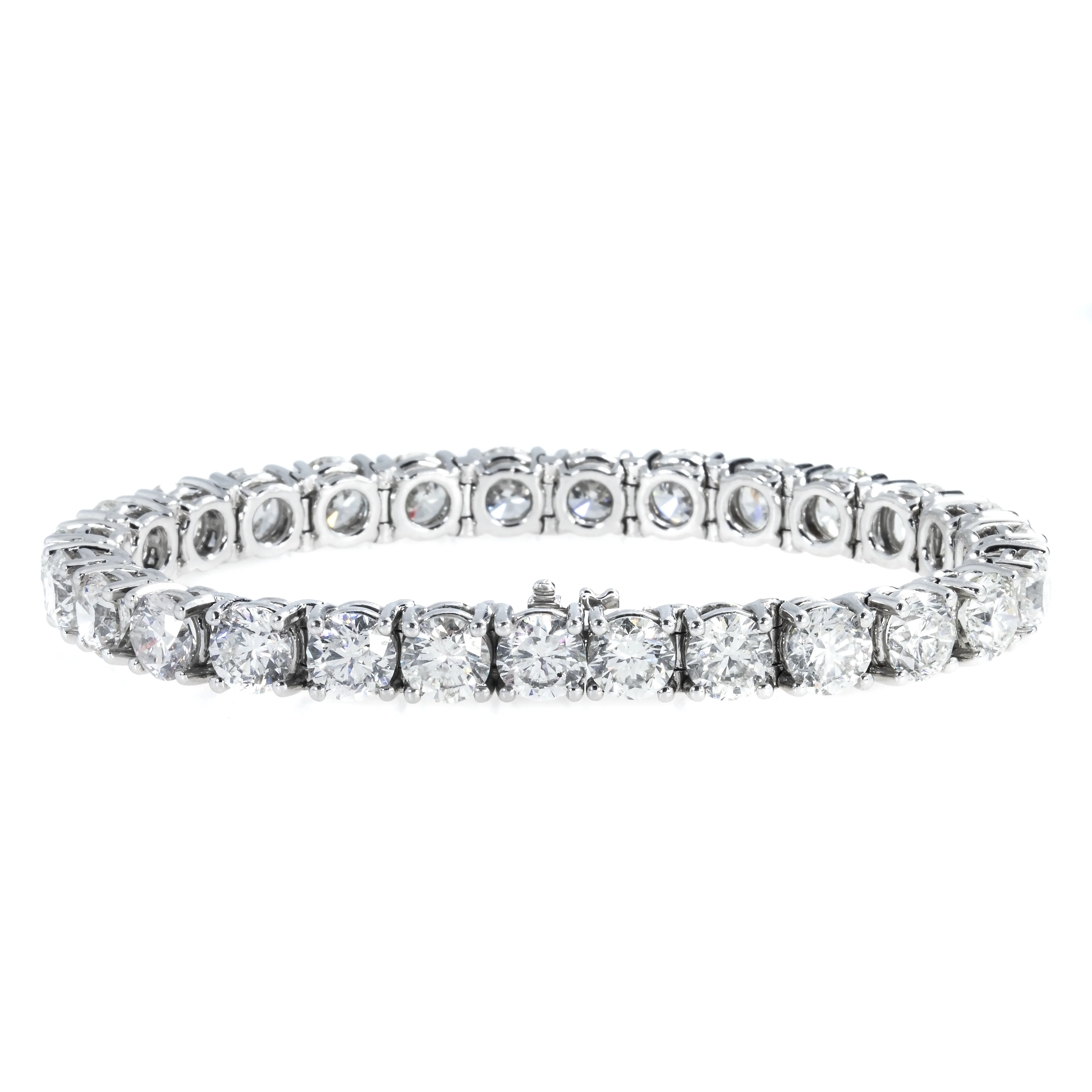 14K White Gold Round Diamond Tennis Bracelet 27.27ct - Image 4
