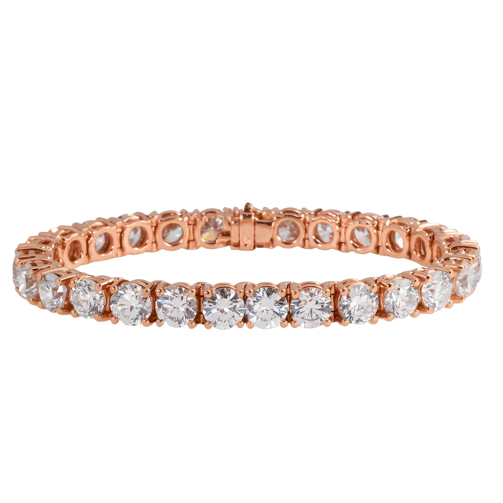 14K White Gold Round Diamond Tennis Bracelet 27.27ct - Image 7