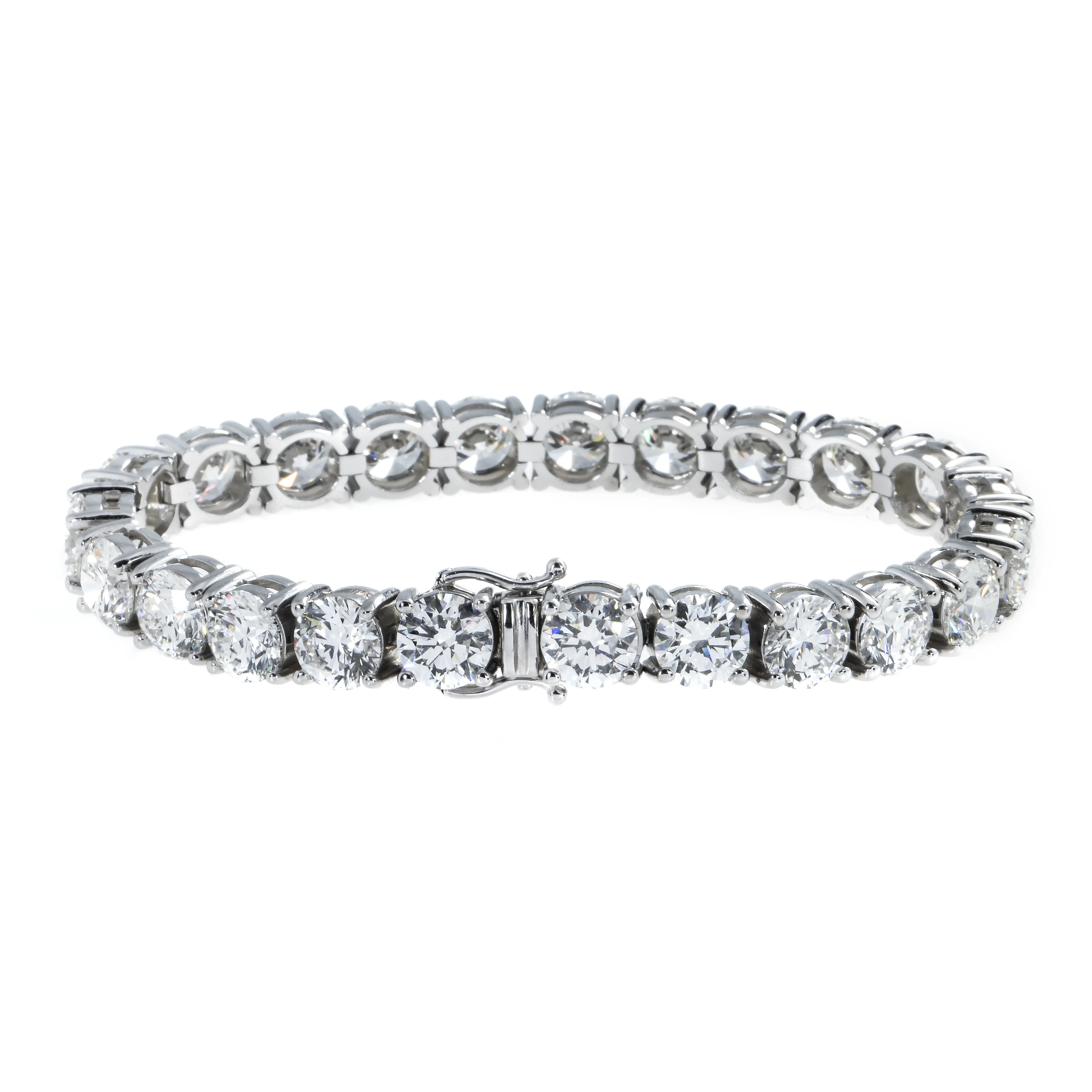 14K White Gold Round Diamond Tennis Bracelet 34.65ct - Image 3