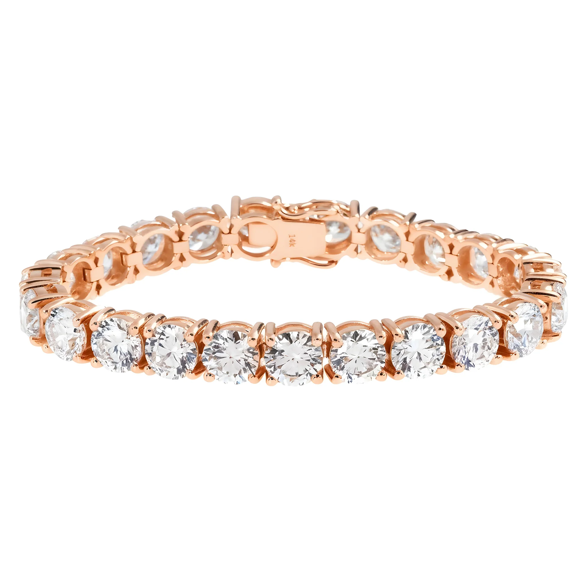 14K White Gold Round Diamond Tennis Bracelet 34.65ct - Image 7
