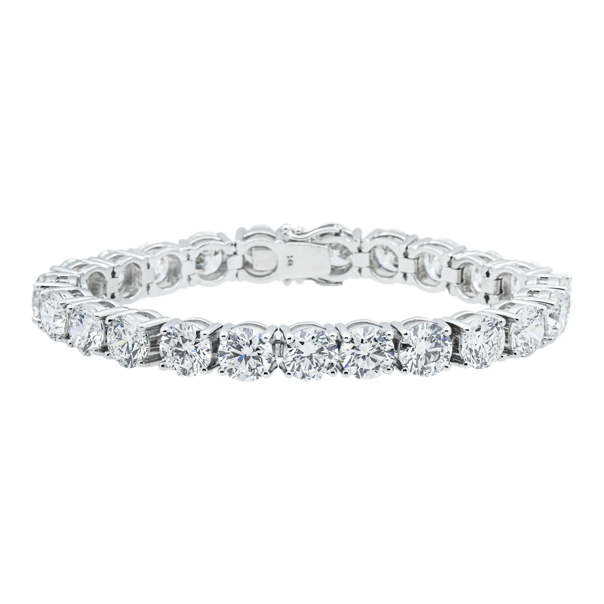 14K White Gold Round Diamond Tennis Bracelet 46.11ct