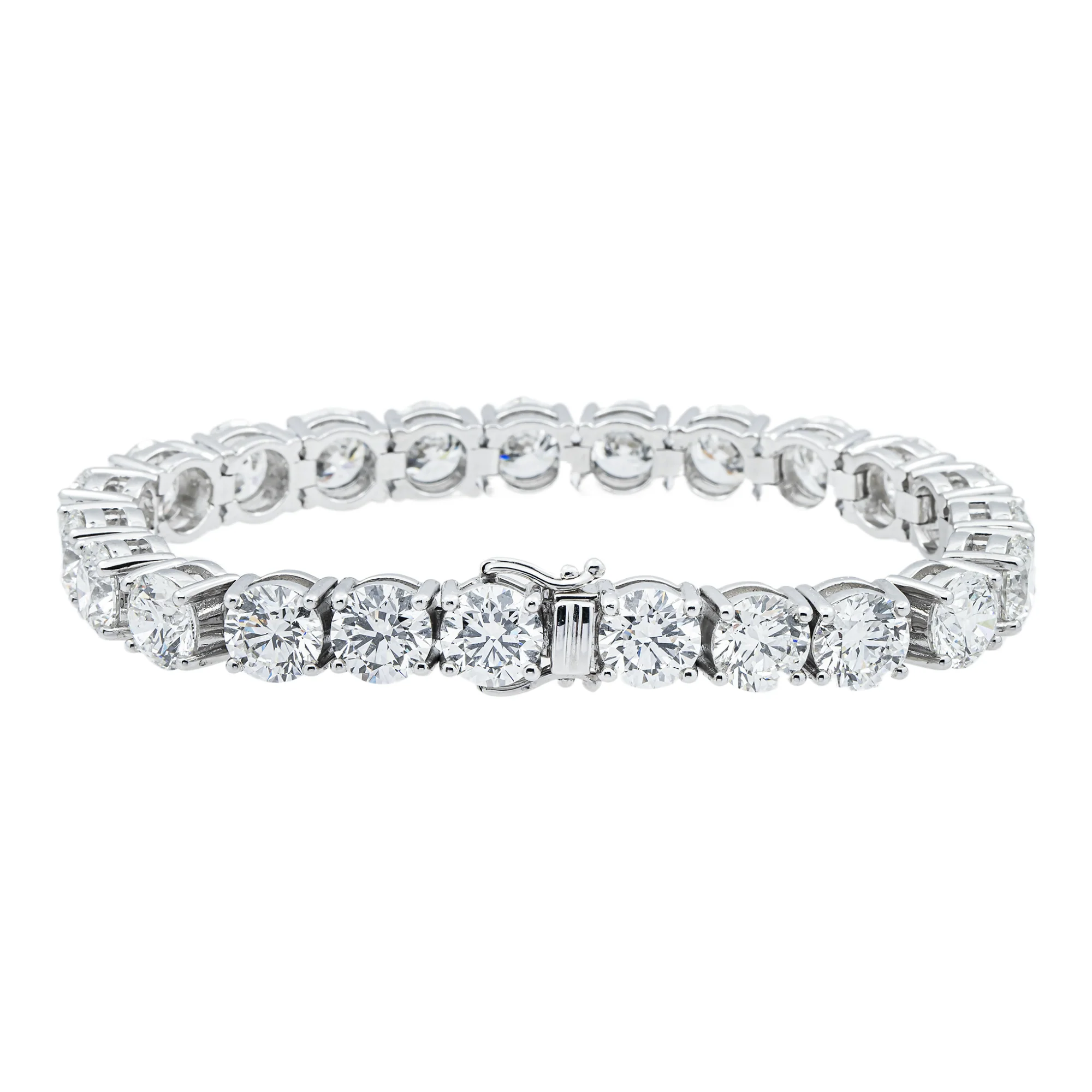 14K White Gold Round Diamond Tennis Bracelet 46.11ct - Image 4