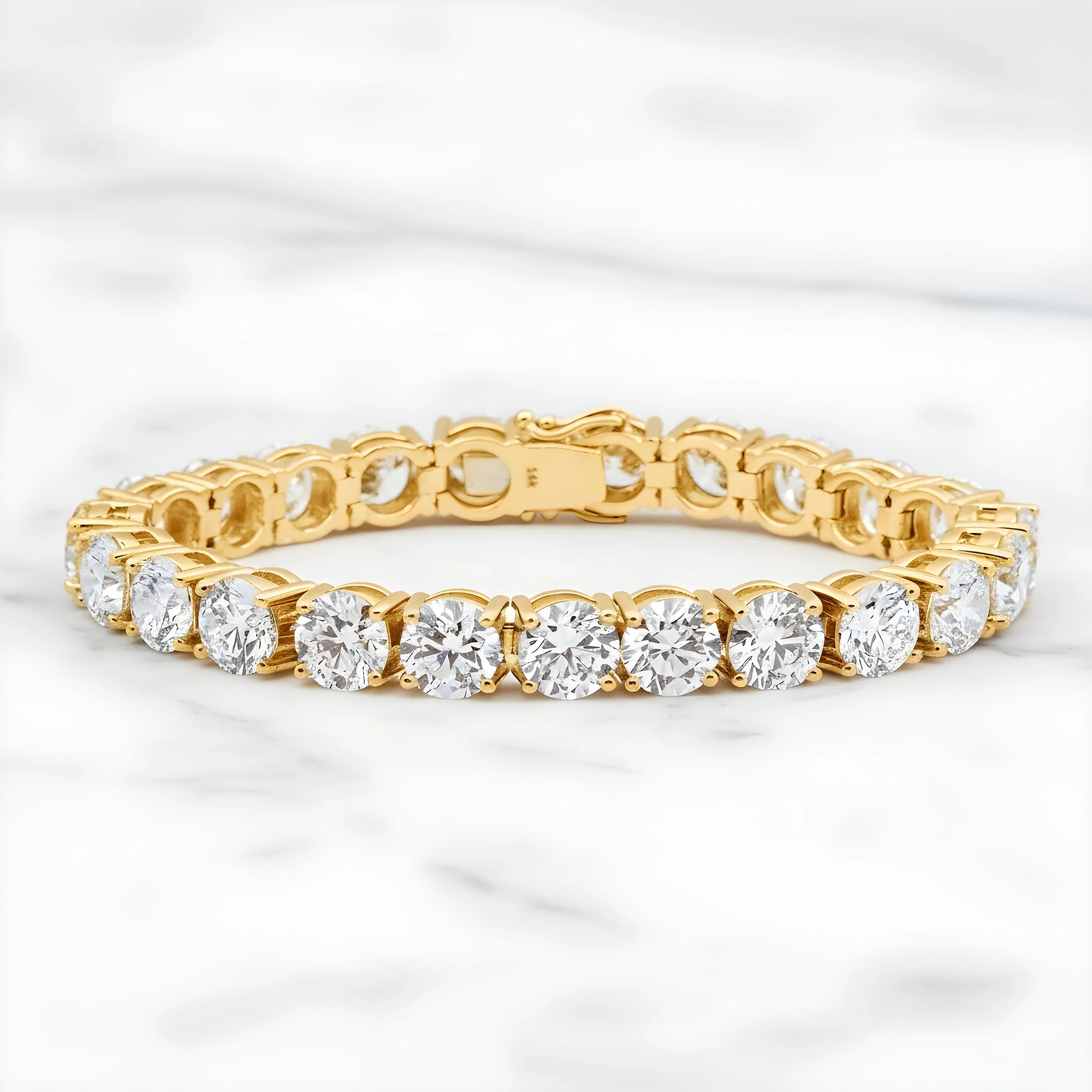 14K White Gold Round Diamond Tennis Bracelet 46.11ct - Image 5