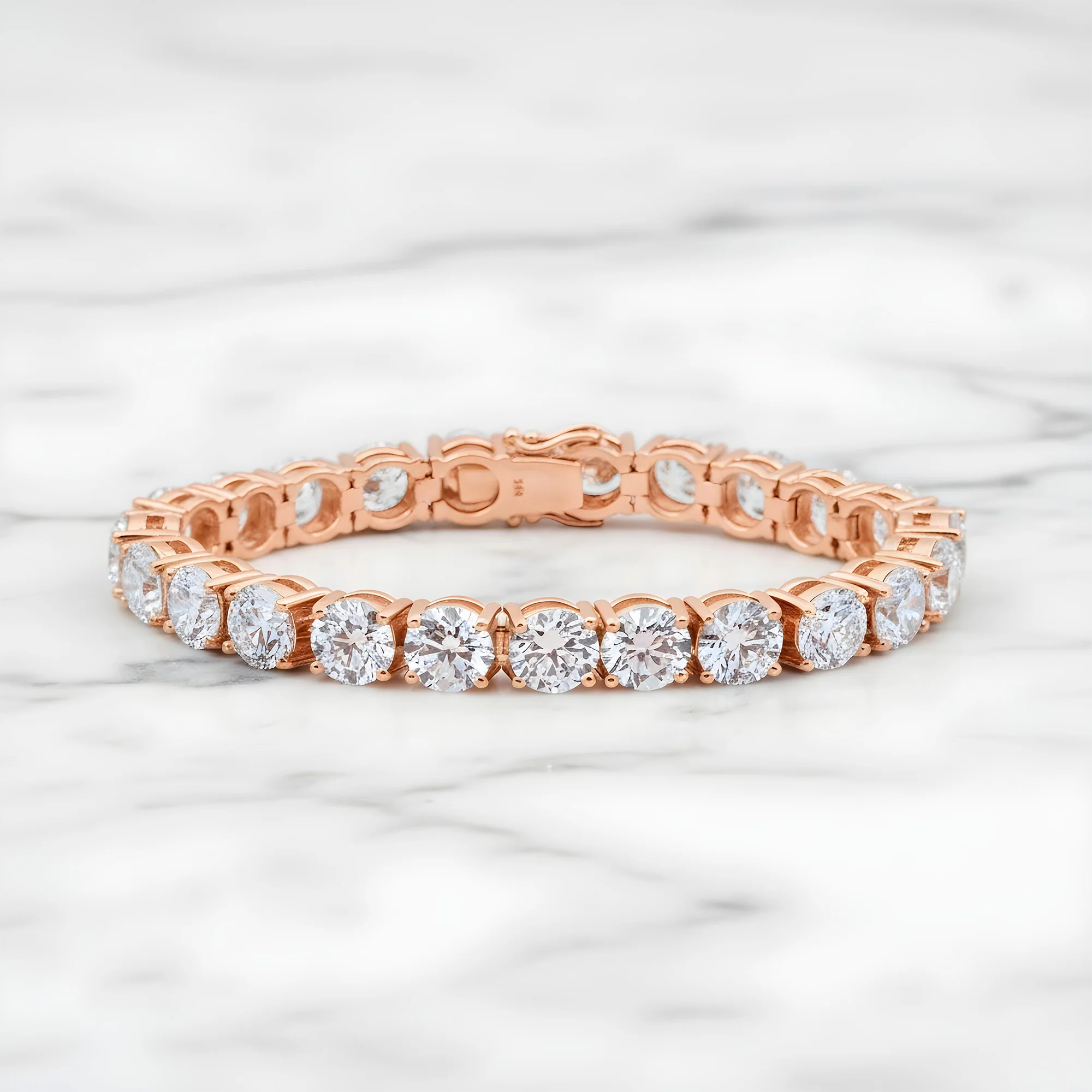 14K White Gold Round Diamond Tennis Bracelet 46.11ct - Image 7