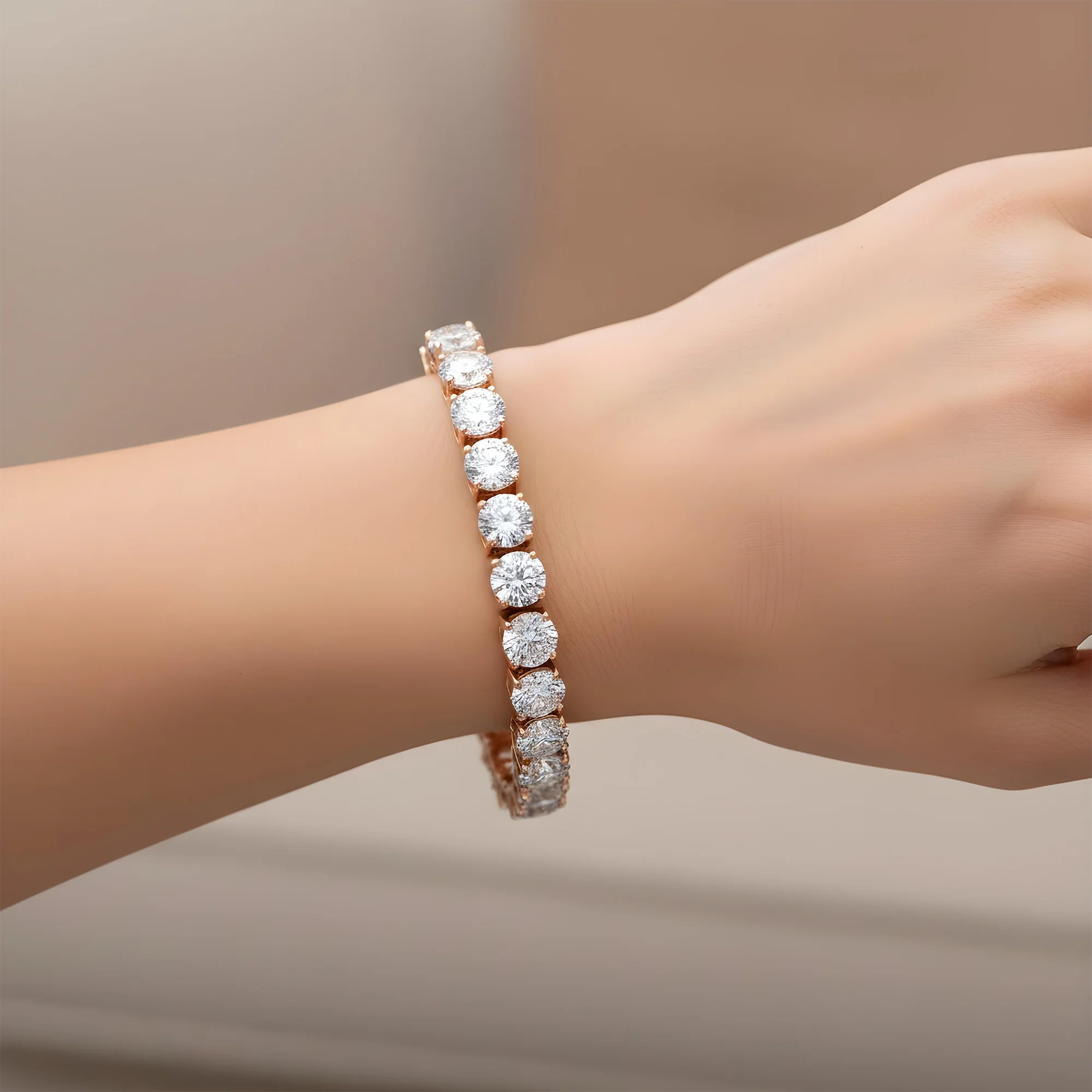 14K White Gold Round Diamond Tennis Bracelet 46.11ct - Image 8
