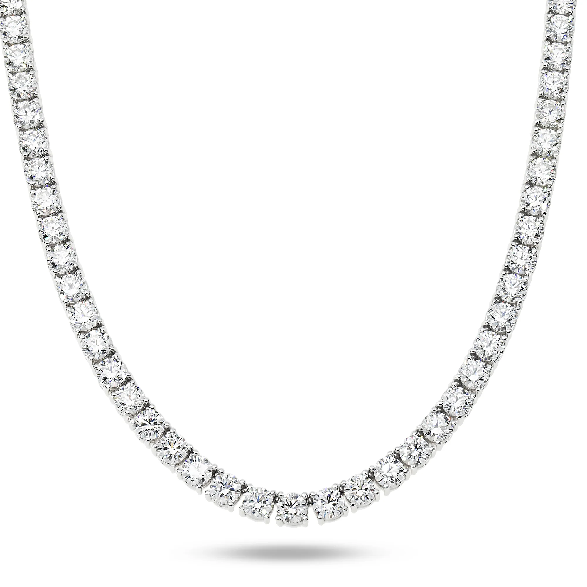 14K White Gold Round Diamond Tennis Chain 81.09ct (16"-22")