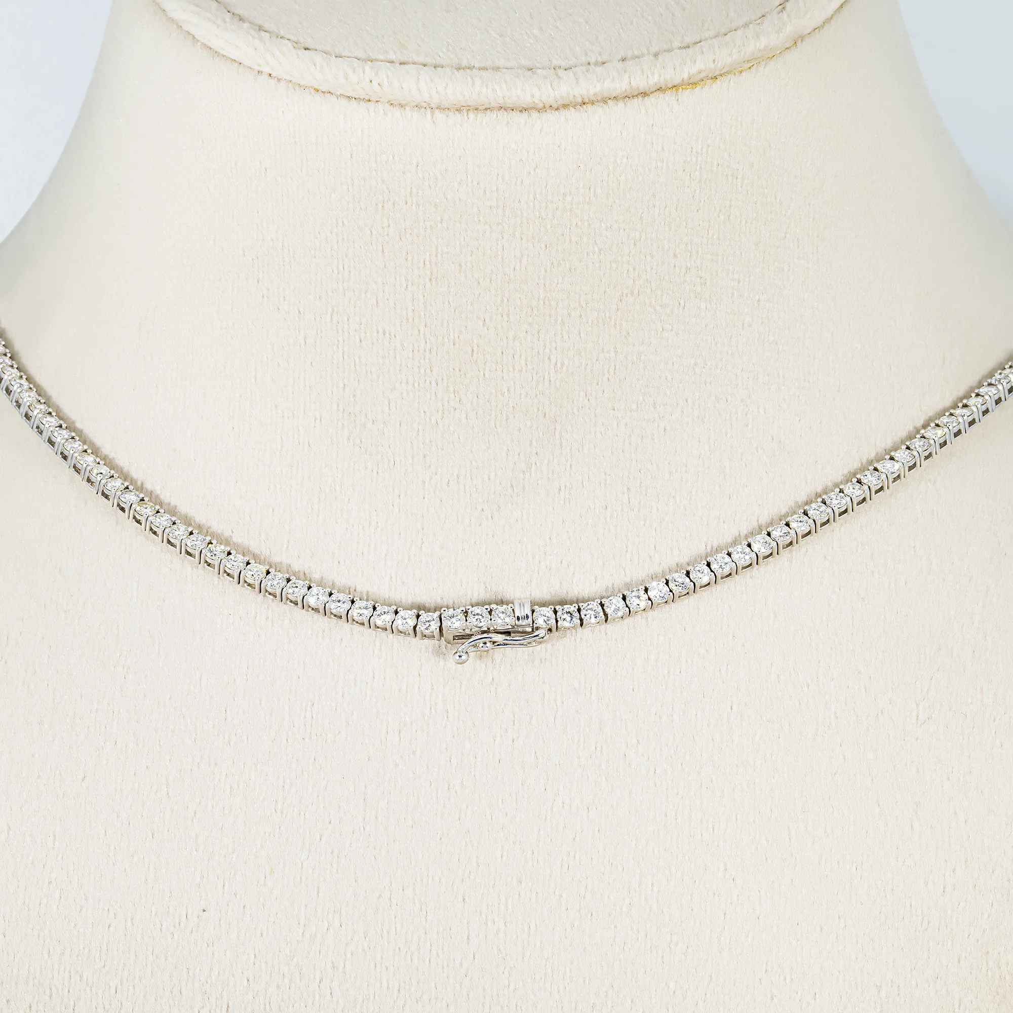 14K White Gold Round Diamond Tennis Chain 10ct (16"-22") - Image 3