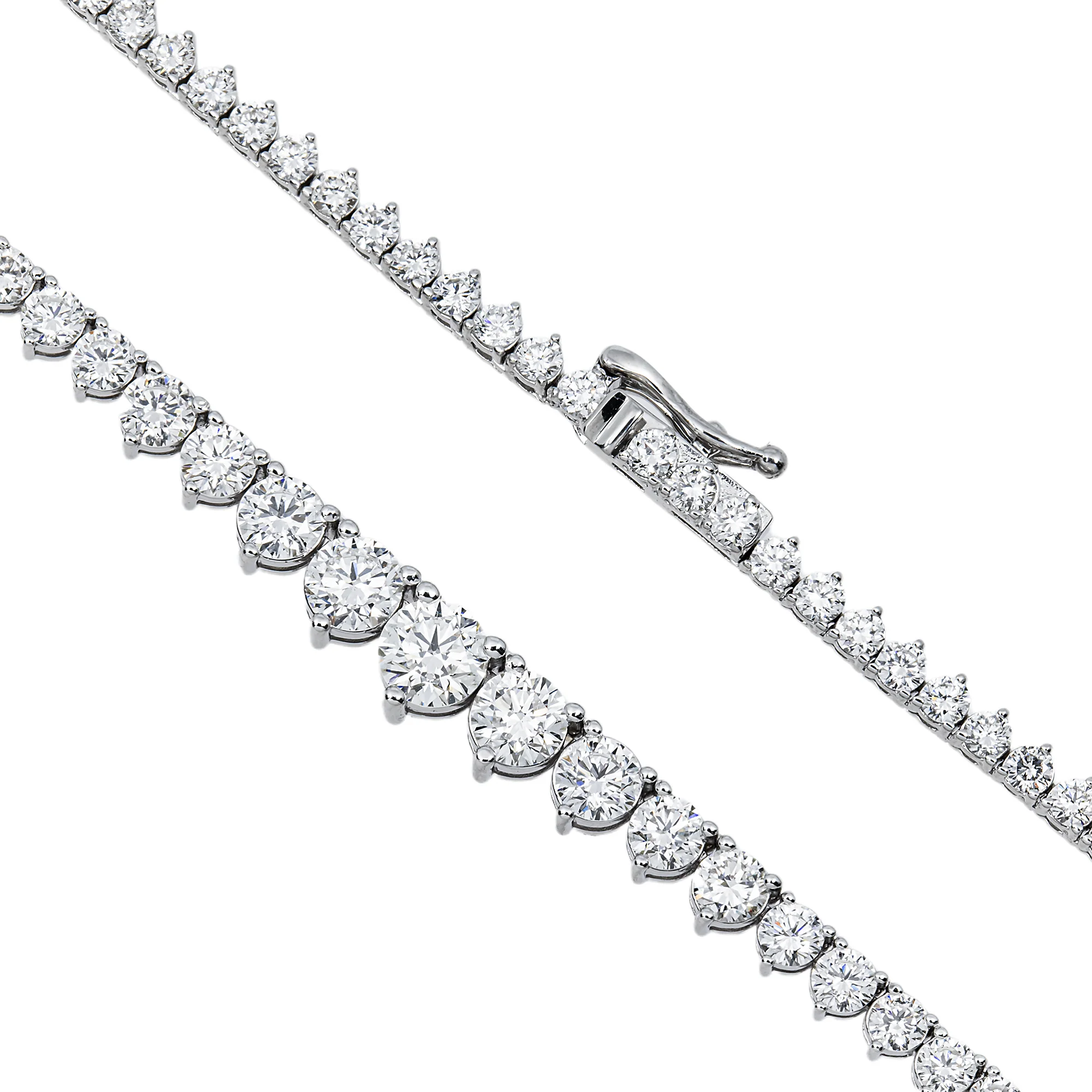 14K White Gold Round Diamond Tennis Chain 10.41ct - Image 3