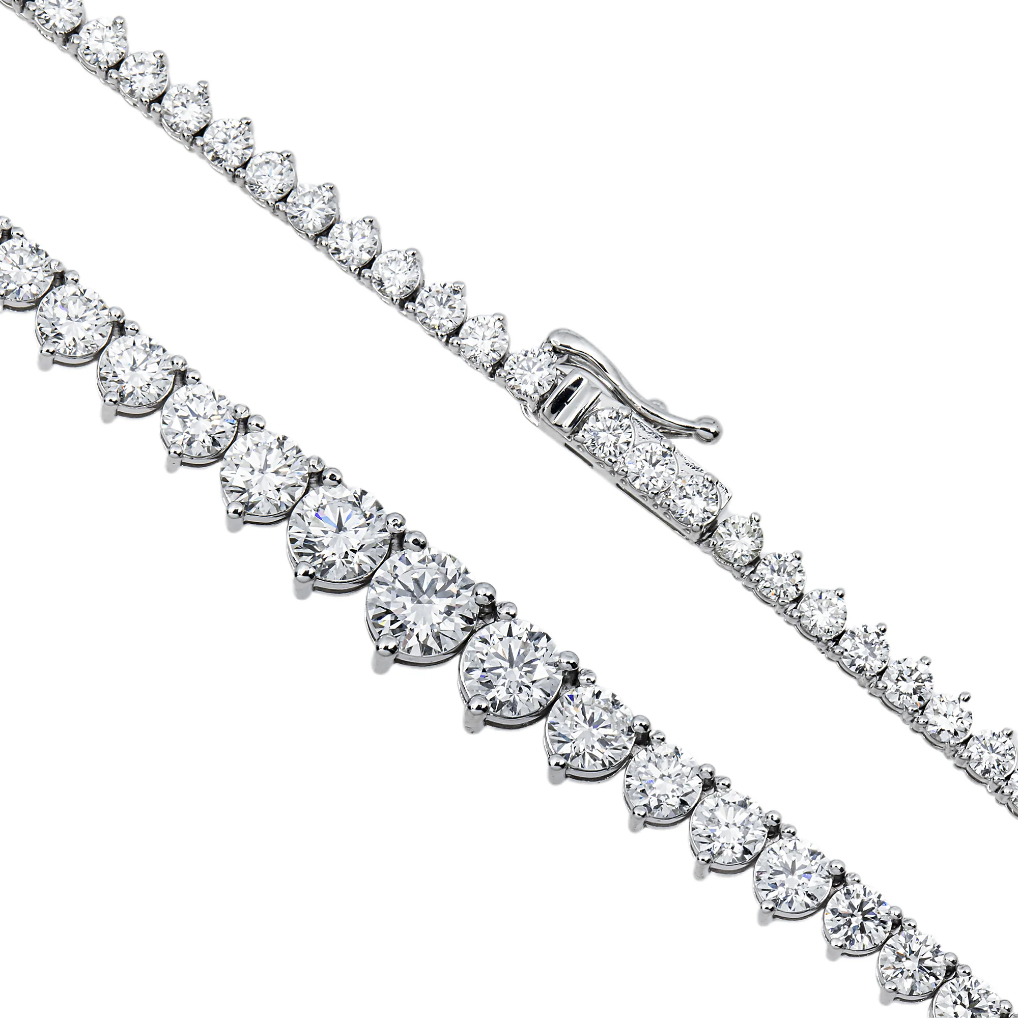 14K White Gold Round Diamond Tennis Chain 12.84ct - Image 3