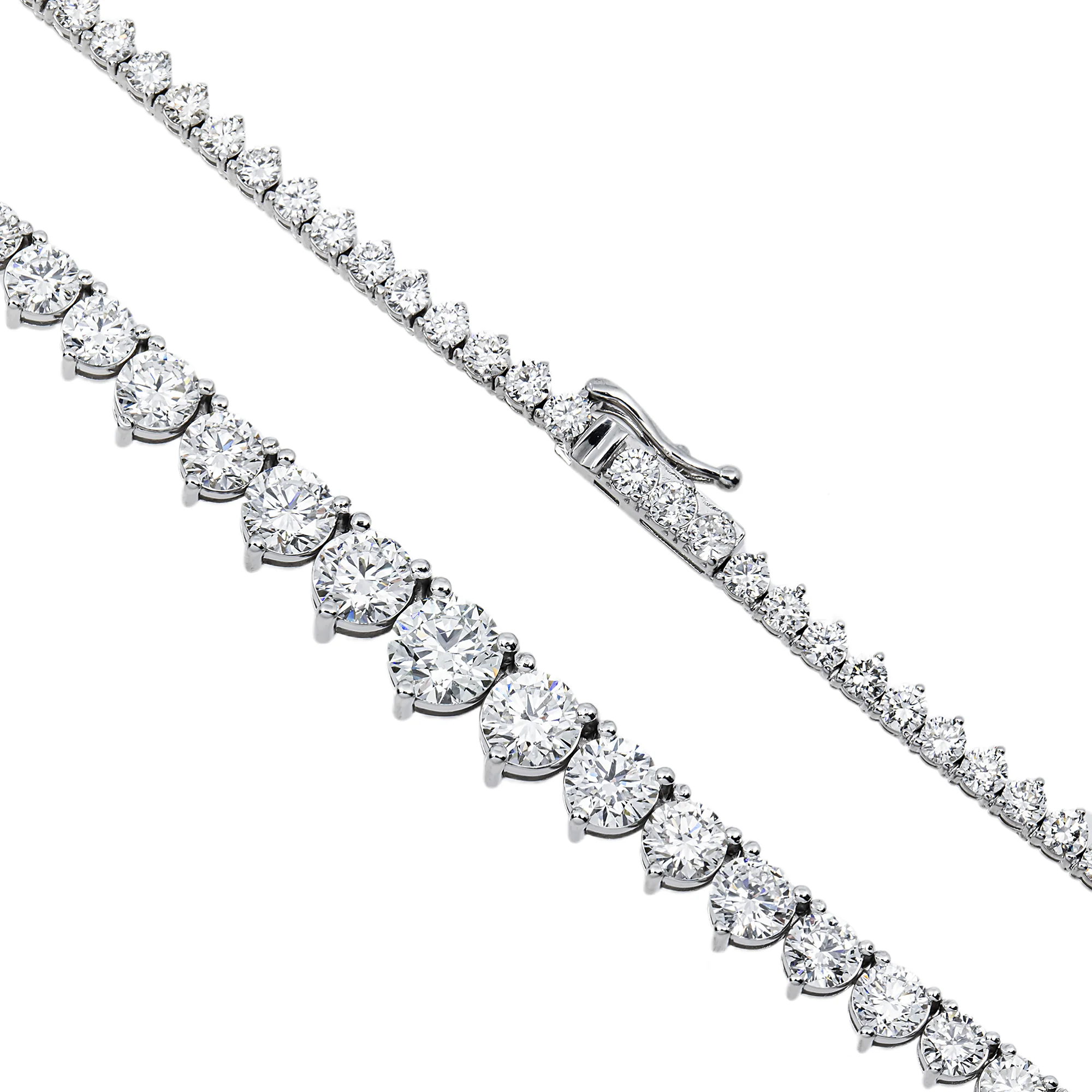 14K White Gold Round Diamond Tennis Chain 15.02ct - Image 3