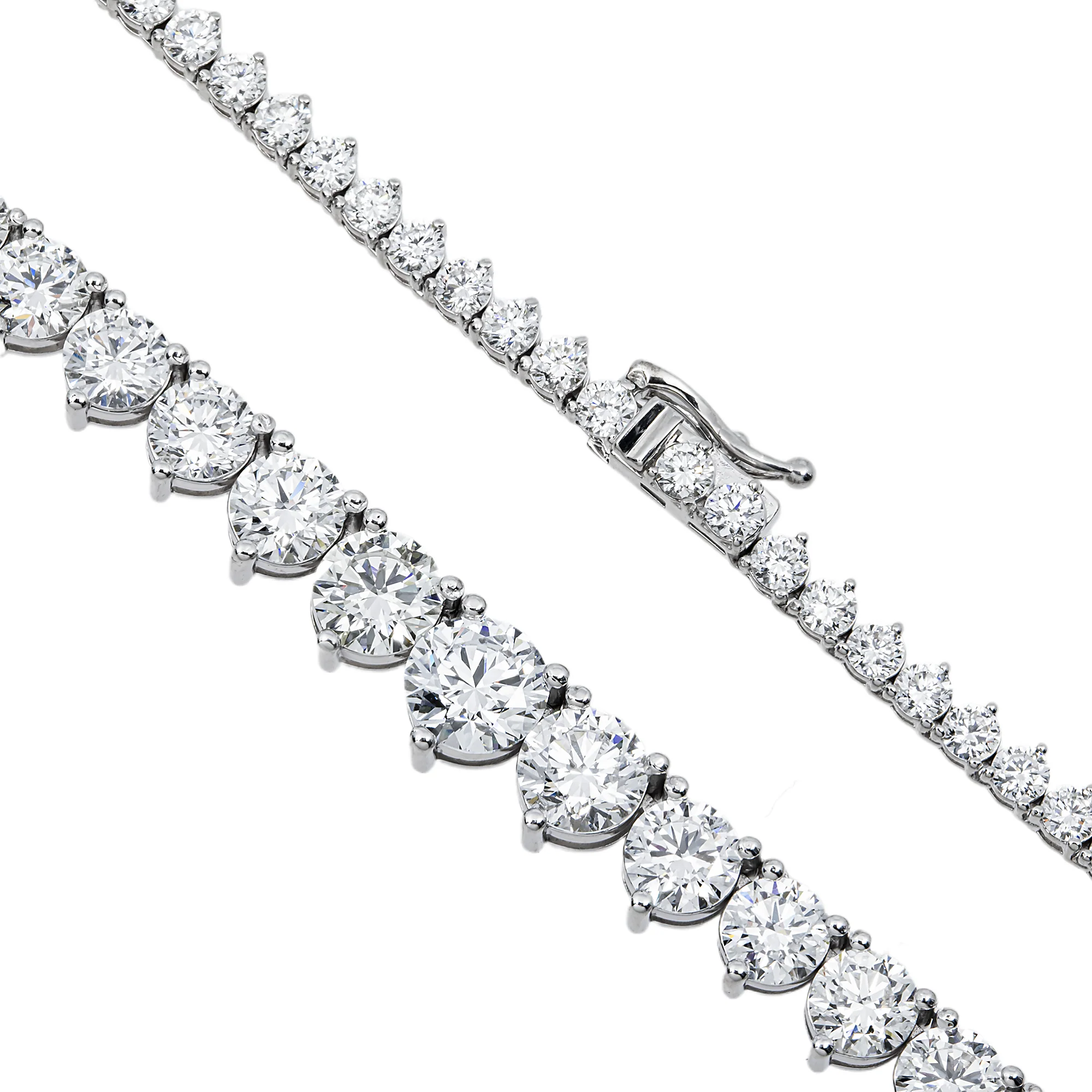 14K White Gold Round Diamond Tennis Chain 19.93ct - Image 3