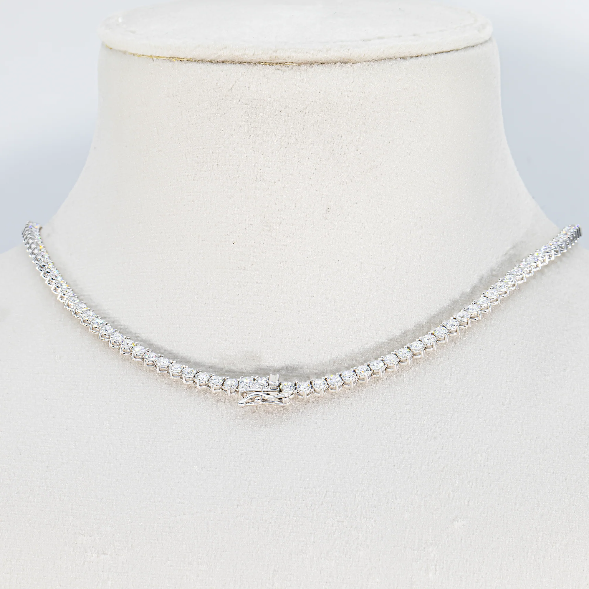 14K White Gold Round Diamond Tennis Chain 19.93ct - Image 4