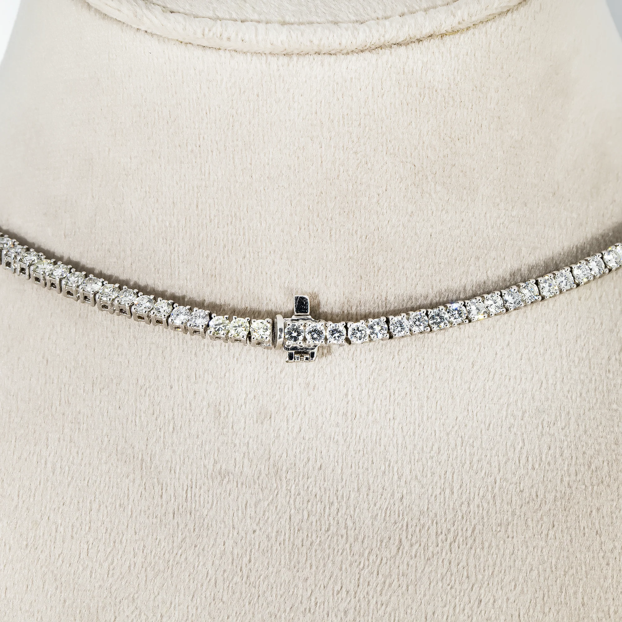 14K White Gold Round Diamond Tennis Chain 23.53ct - Image 2