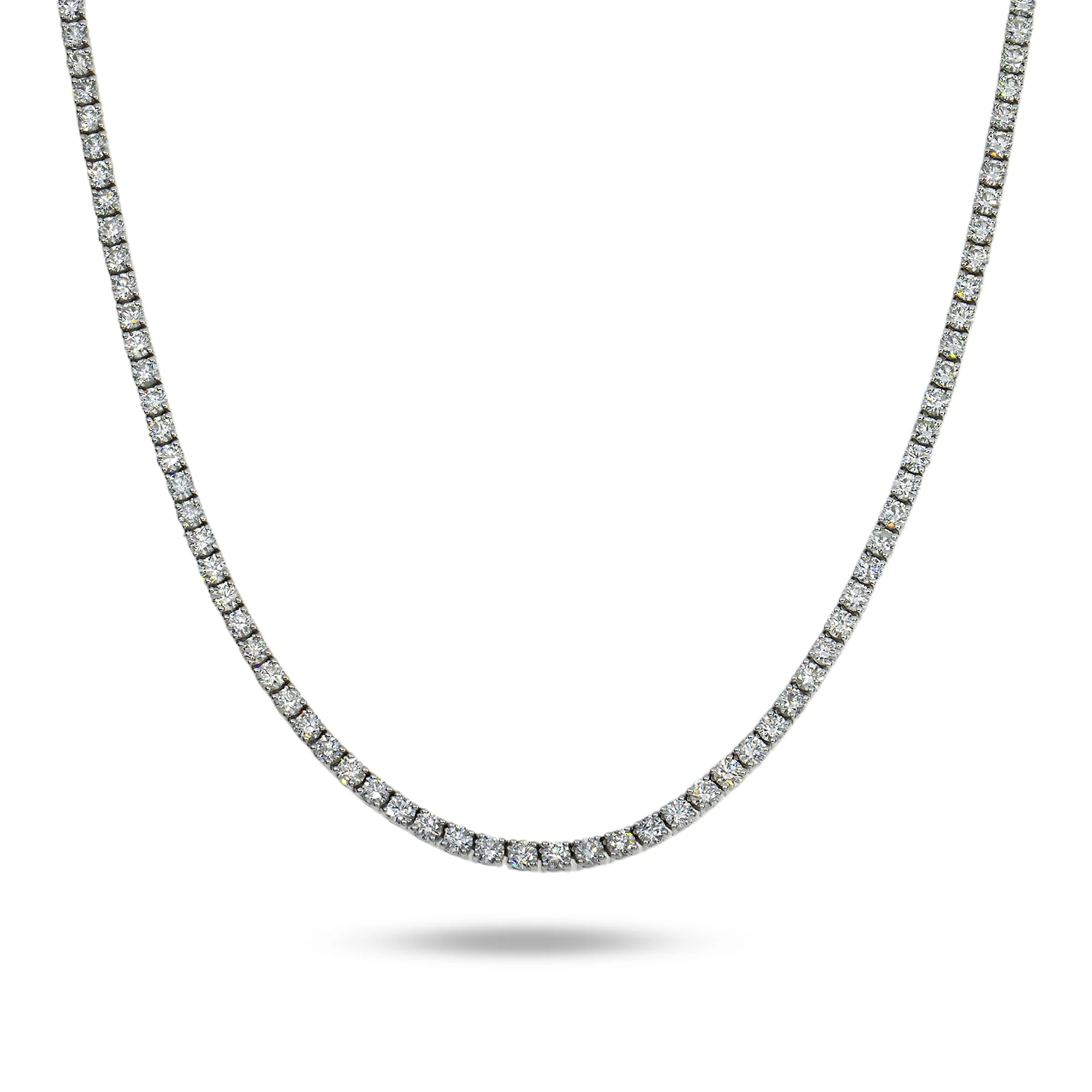 14K White Gold Round Diamond Tennis Chain 26.66ct (16"-24")
