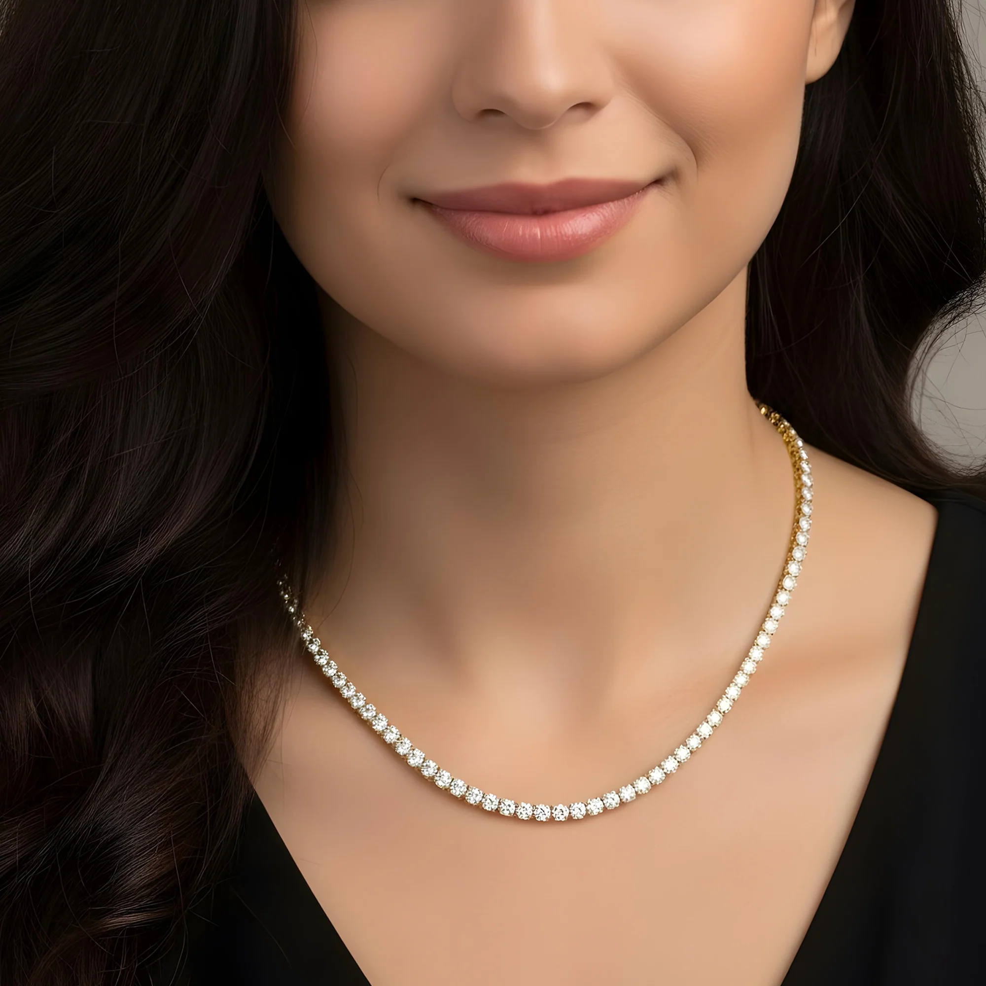 14K White Gold Round Diamond Tennis Chain 26.66ct (16"-24") - Image 5