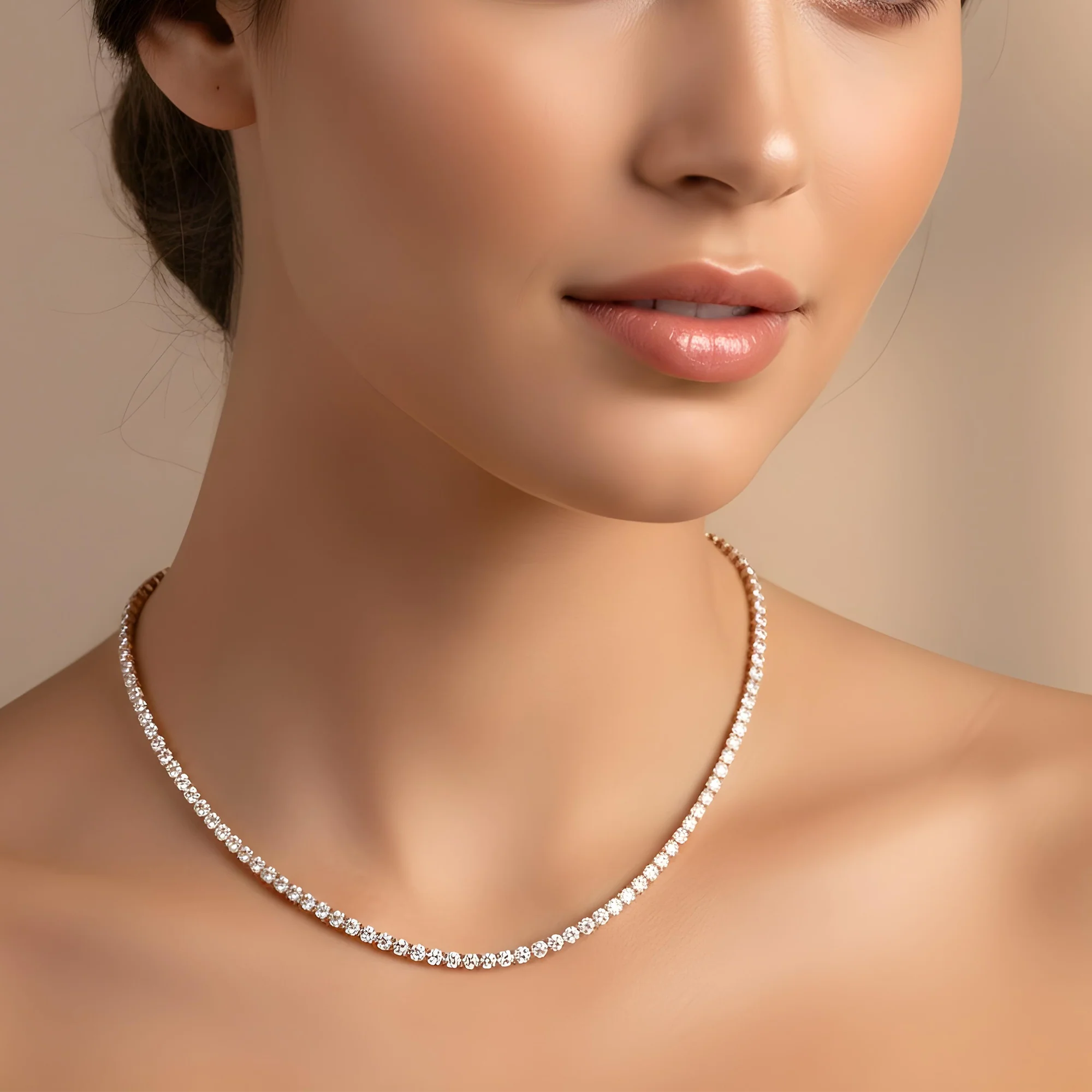 14K White Gold Round Diamond Tennis Chain 26.66ct (16"-24") - Image 7