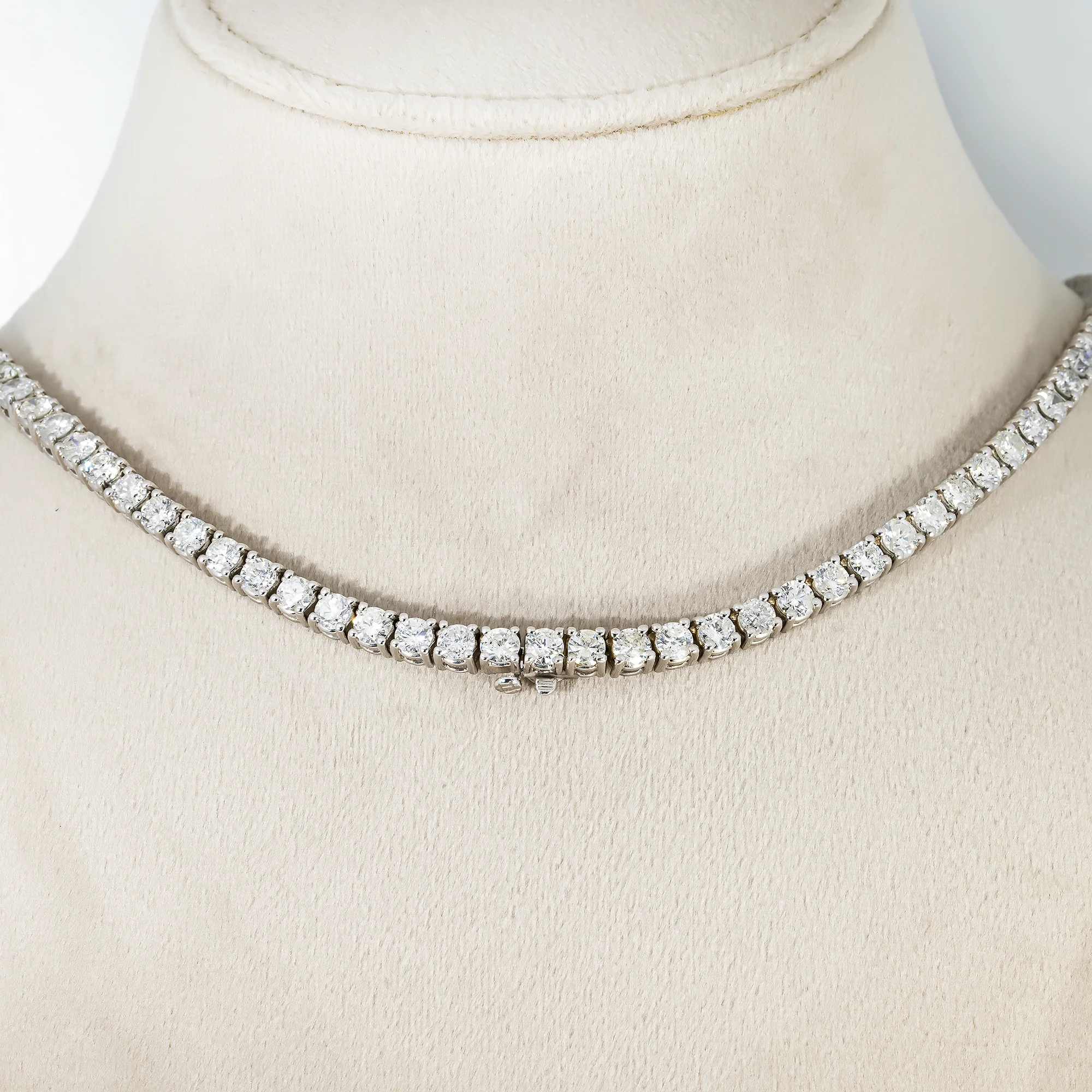 14K White Gold Round Diamond Tennis Chain 27.53ct - Image 3