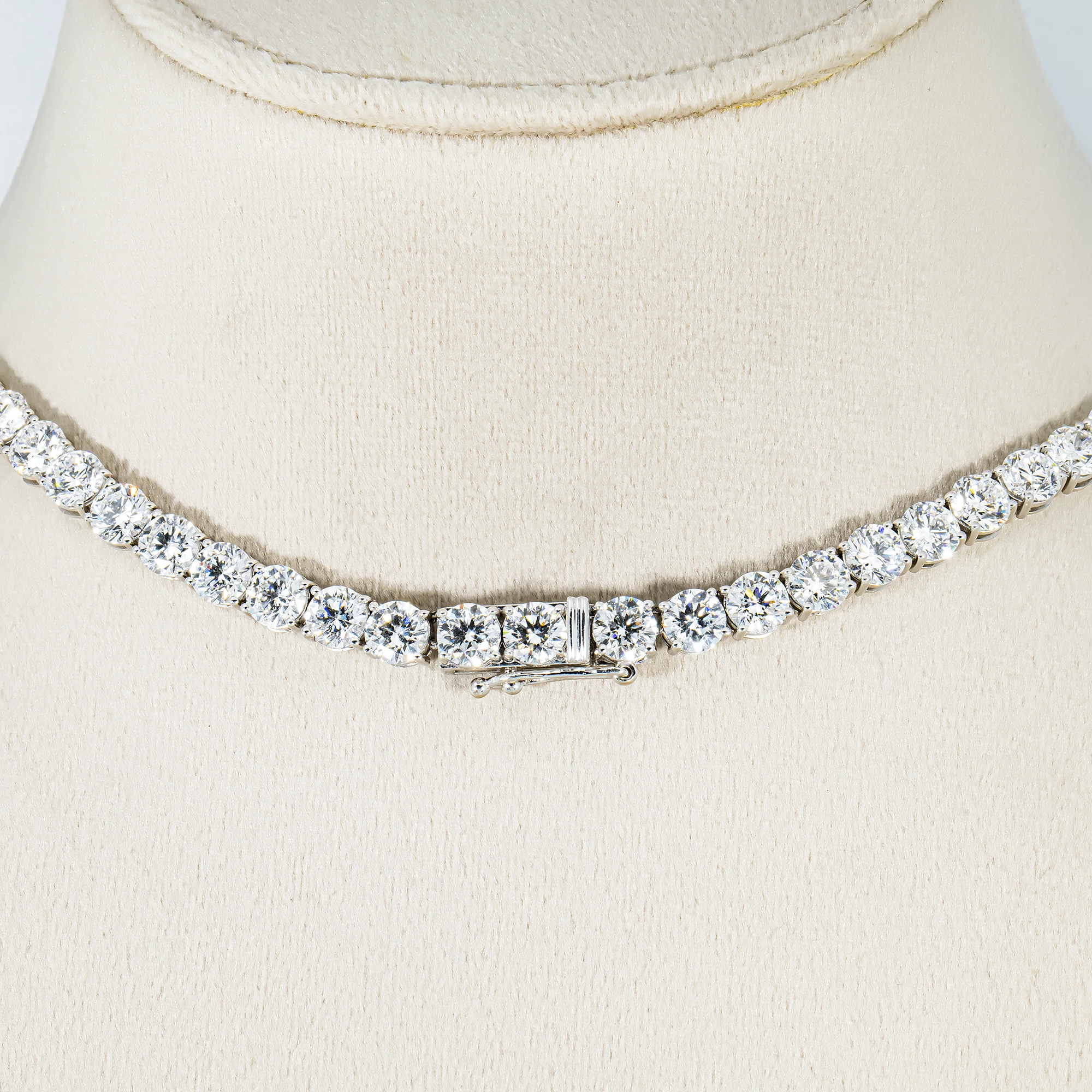 14K White Gold Round Diamond Tennis Chain 53.85ct  (16"-22") - Image 3