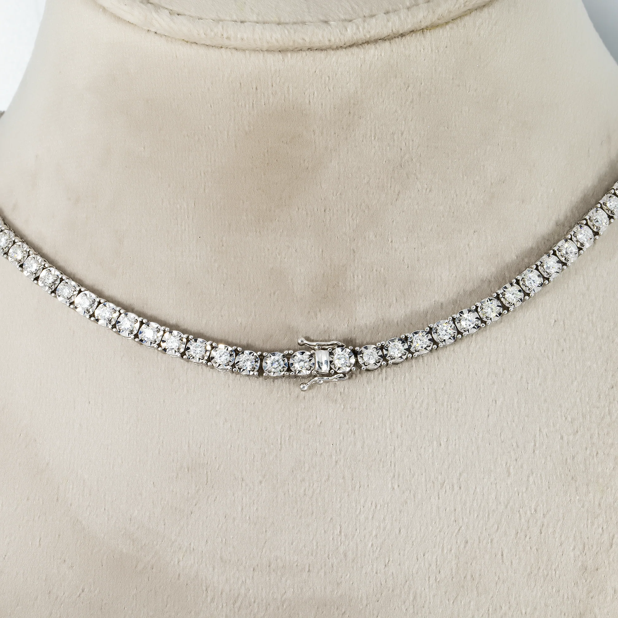 14K White Gold Round Diamond Tennis Chain 6.16ct (16"-22") - Image 3