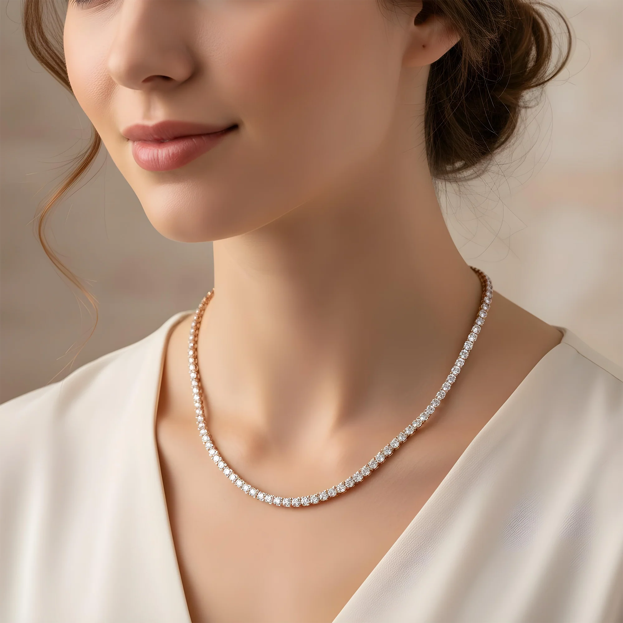 14K White Gold Round Diamond Tennis Chain 6.16ct (16"-22") - Image 7