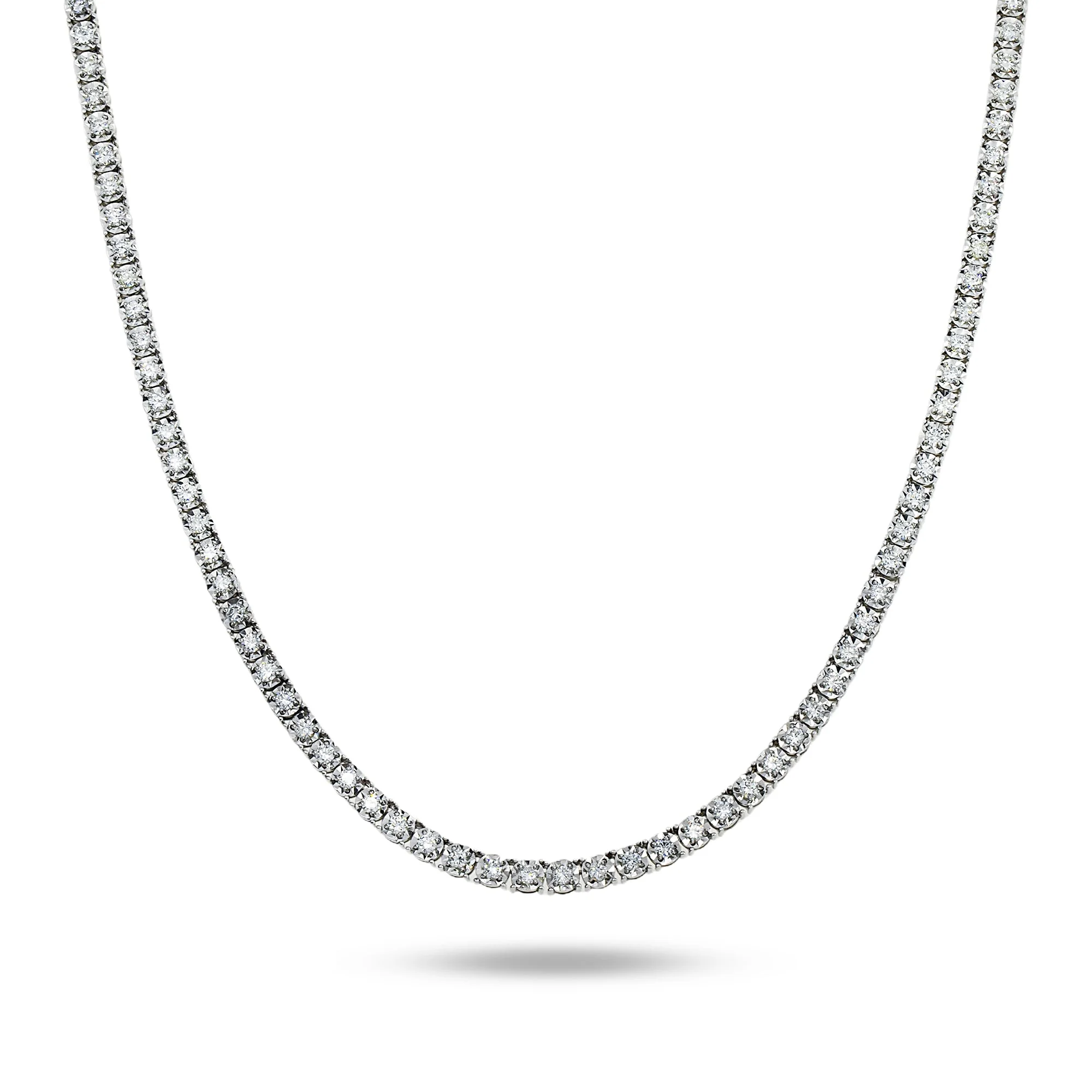 14K White Gold Round Diamond Tennis Chain 7.75ct (16"-22")