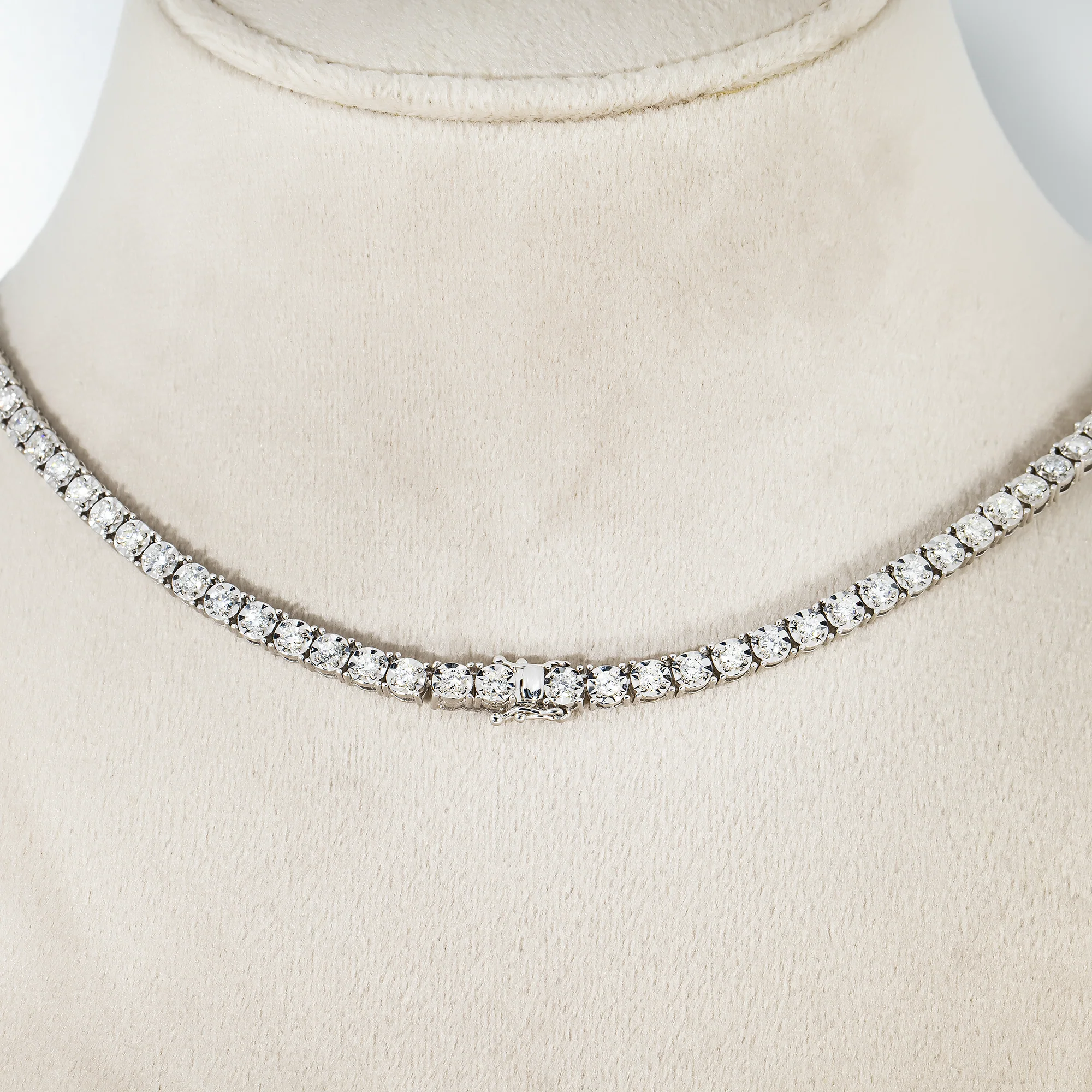 14K White Gold Round Diamond Tennis Chain 7.75ct (16"-22") - Image 2