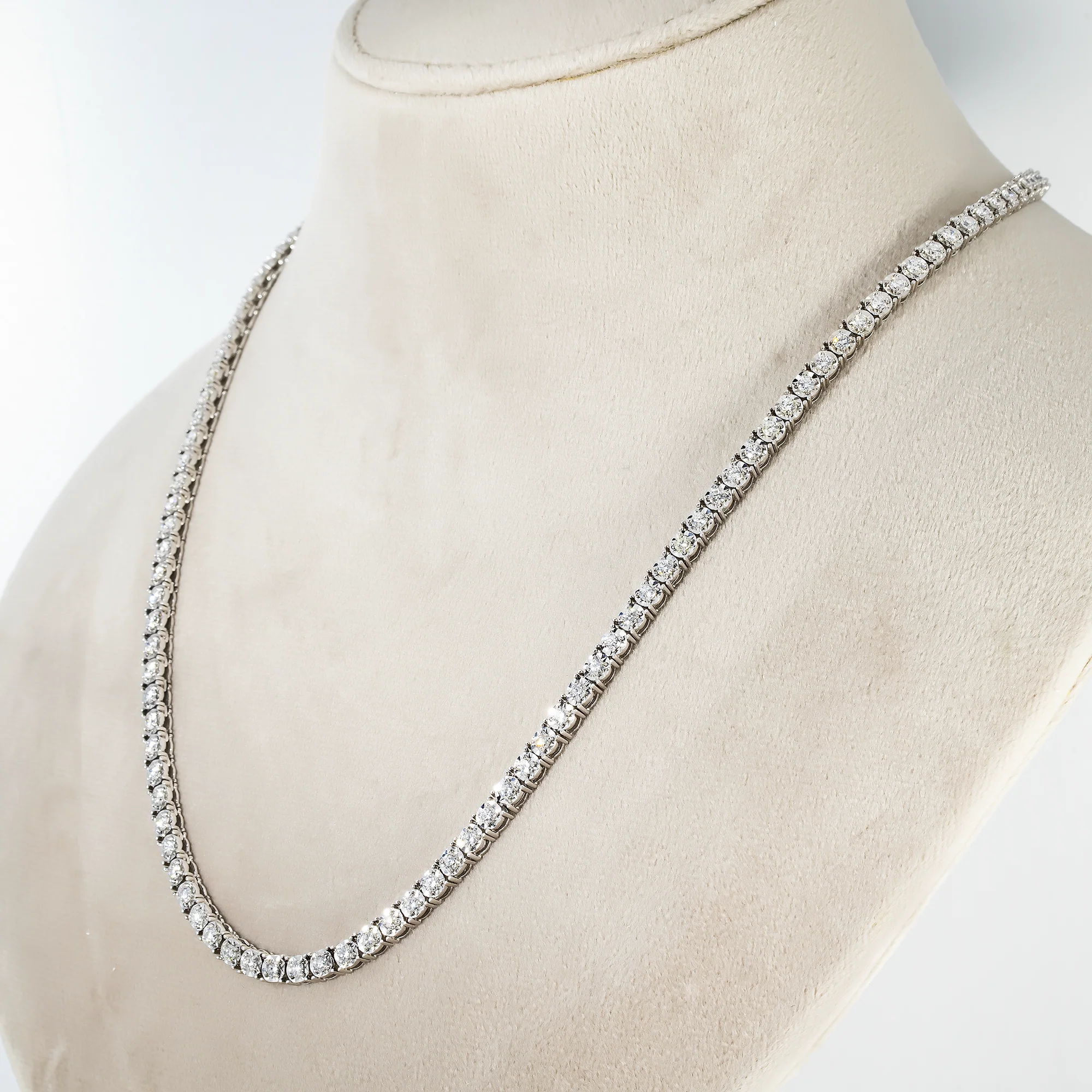 14K White Gold Round Diamond Tennis Chain 7.75ct (16"-22") - Image 3
