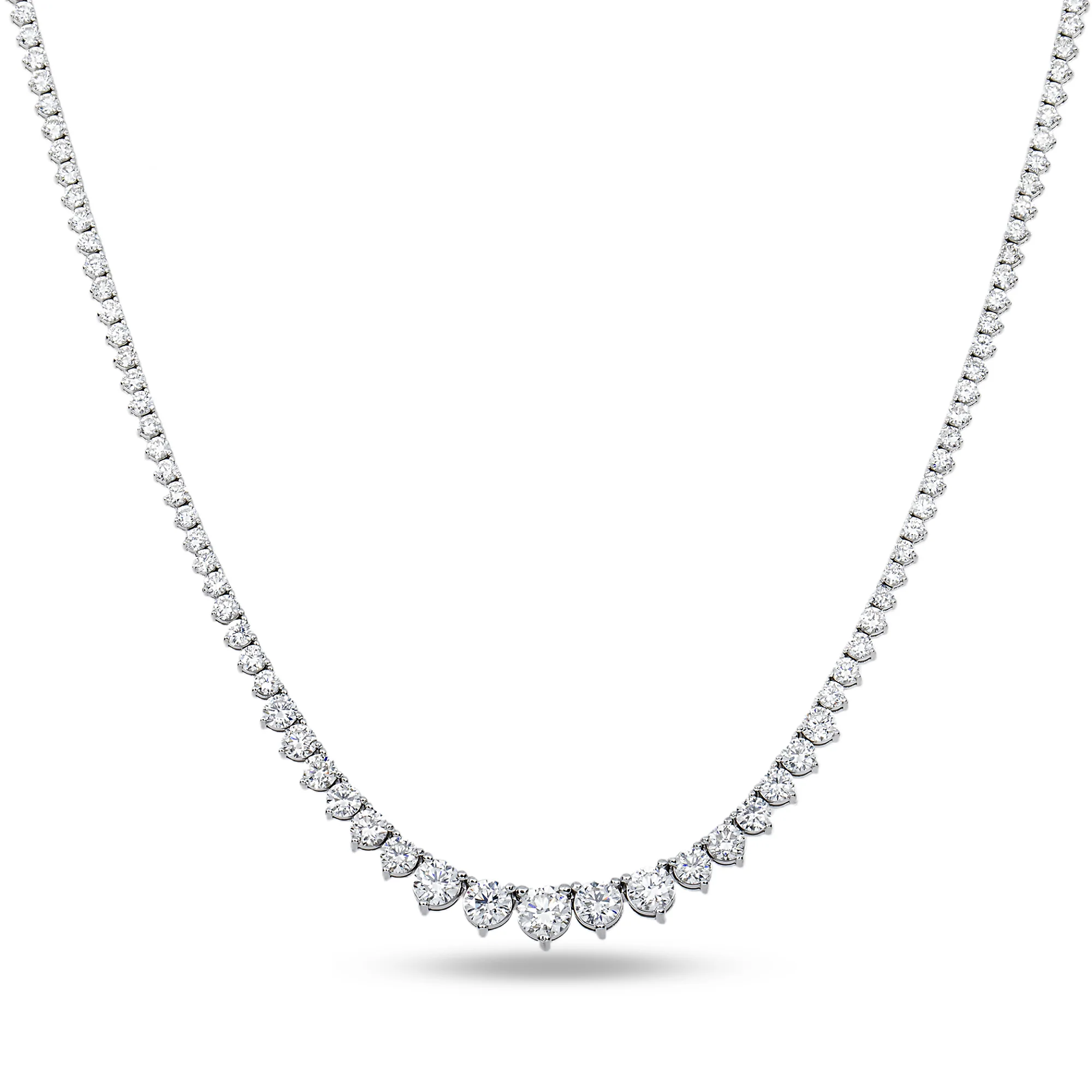 14K White Gold Round Diamond Tennis Chain 8.76ct