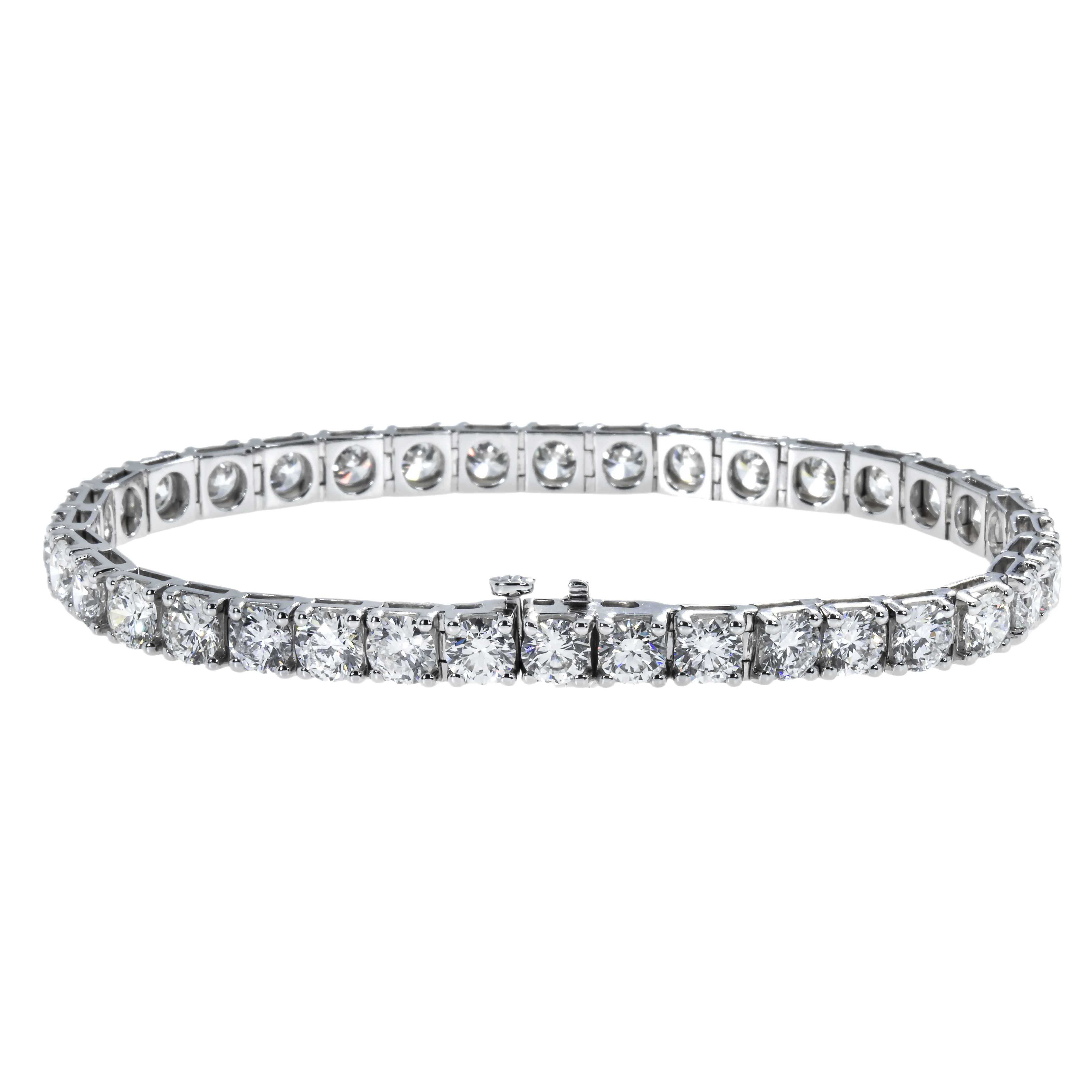 14K White Gold Round Diamond Tennnis Bracelet 14.98ct - Image 3