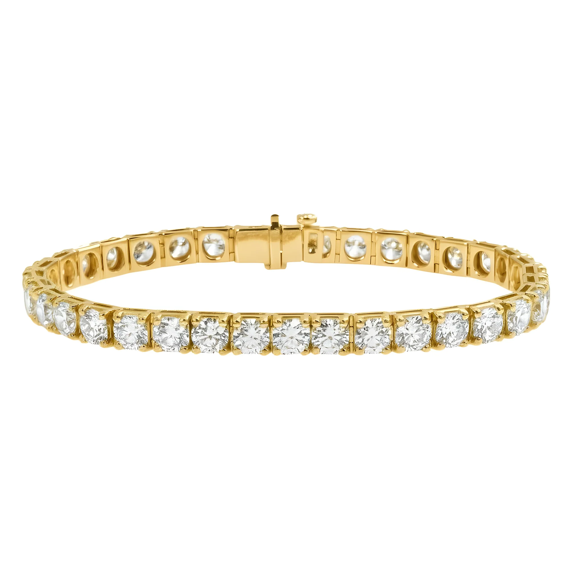 14K White Gold Round Diamond Tennnis Bracelet 14.98ct - Image 4