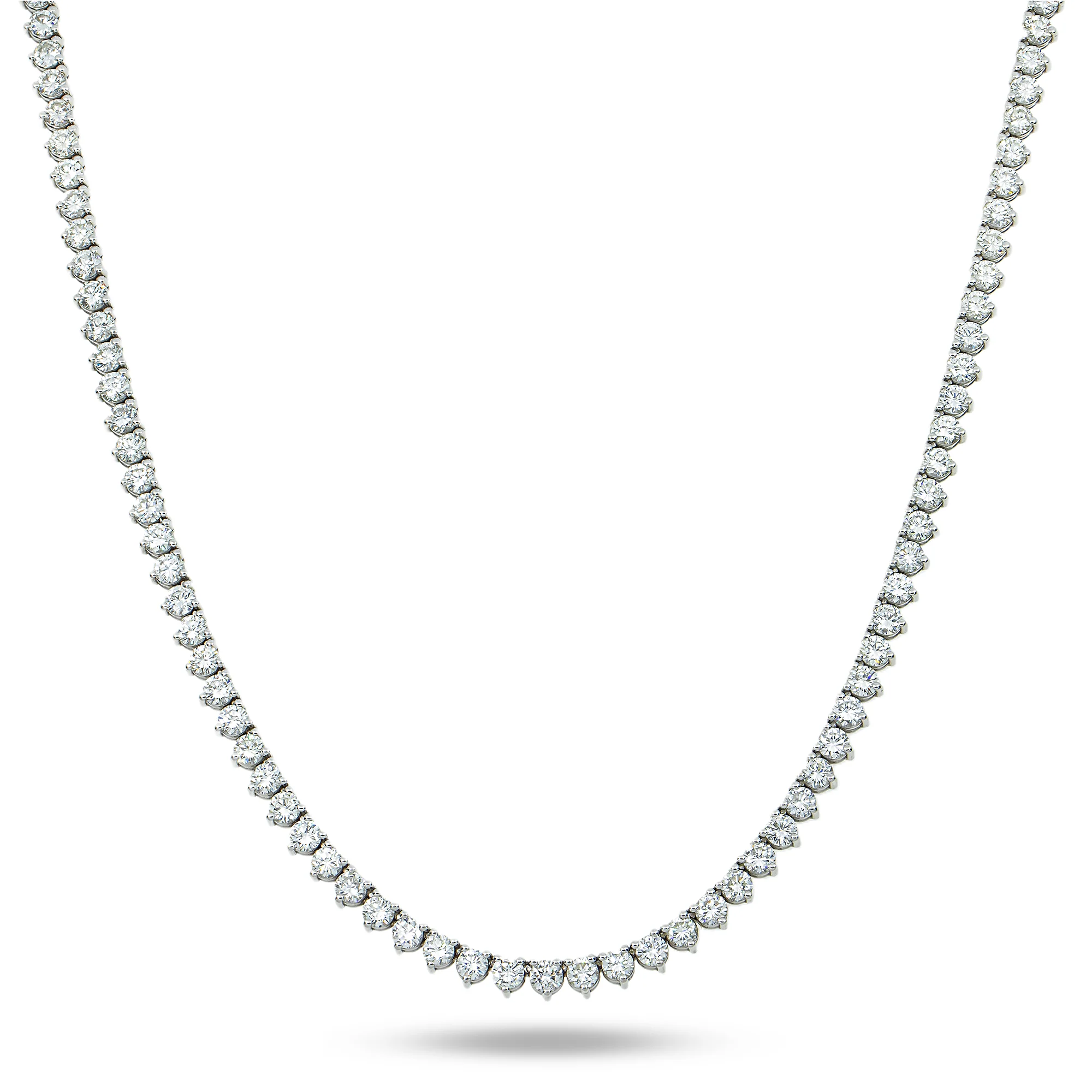 White Gold 3-Prong Round Diamond Tennis Chain 36.70ct