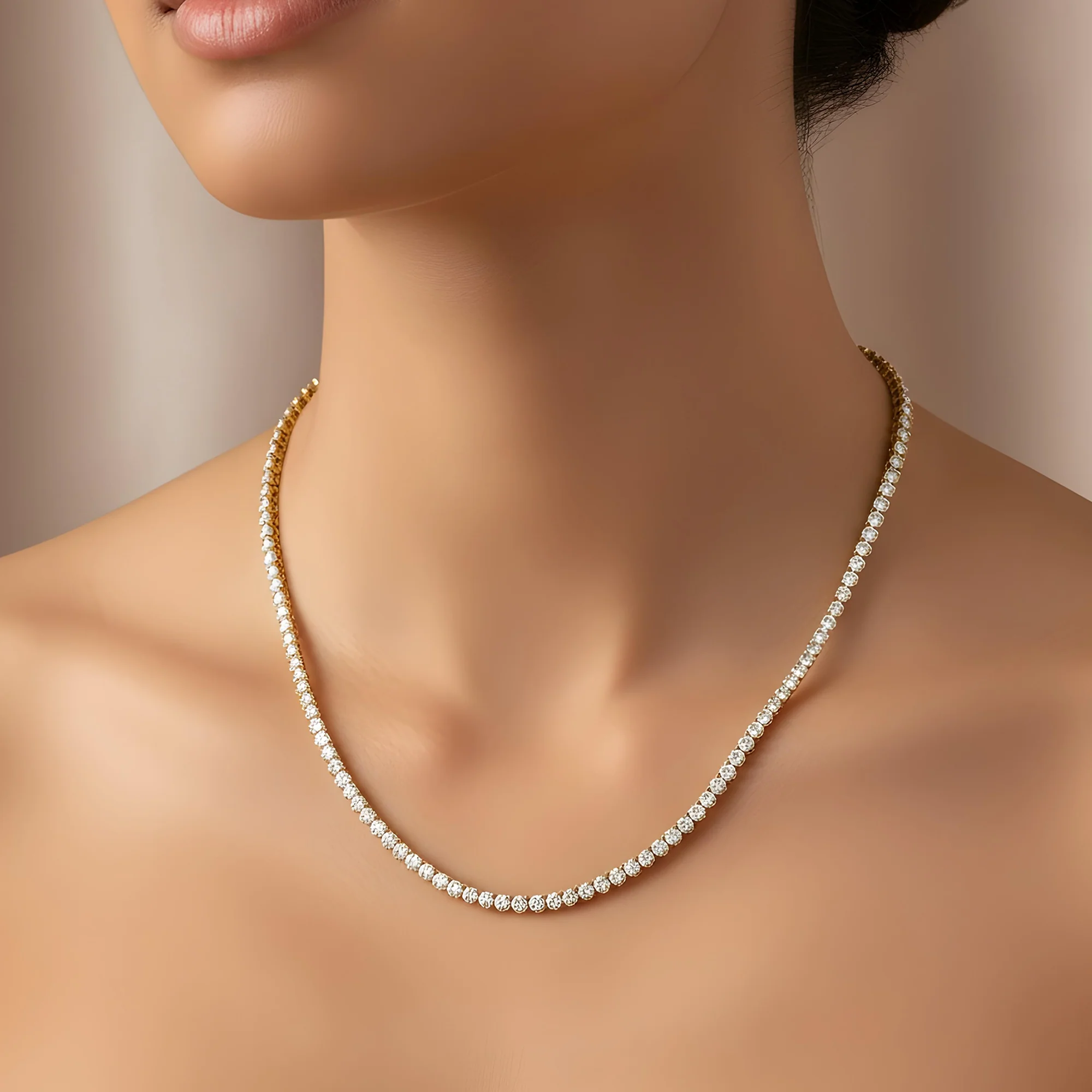 White Gold 3-Prong Round Diamond Tennis Chain 36.70ct - Image 5