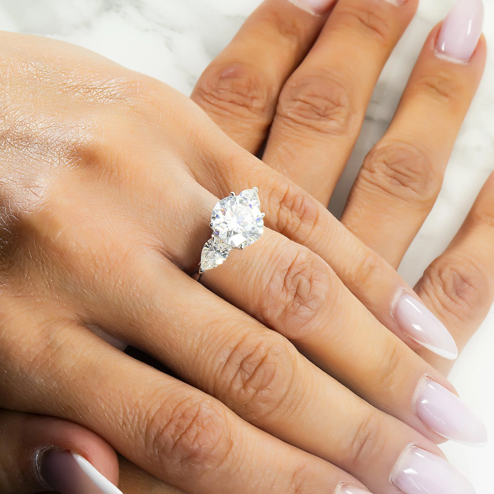 GIA 14K White Gold 4.86ct Round Diamond Triple Engagement Ring 6.47ctw - Image 2