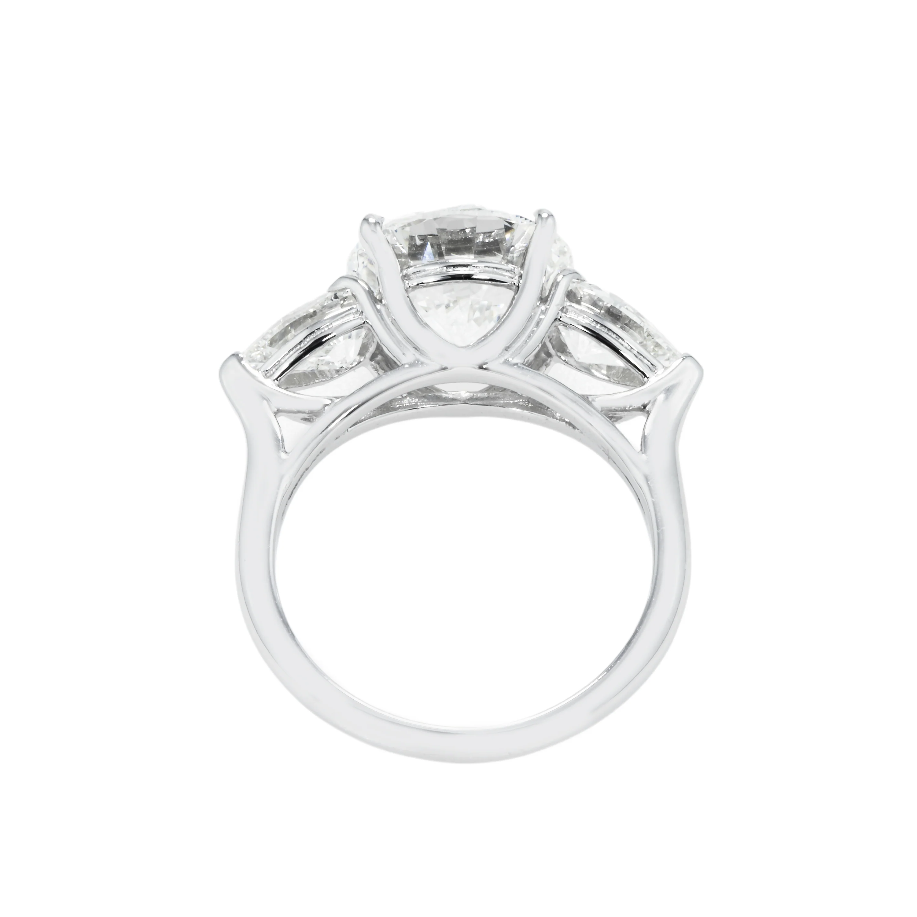 GIA 14K White Gold 4.86ct Round Diamond Triple Engagement Ring 6.47ctw - Image 5