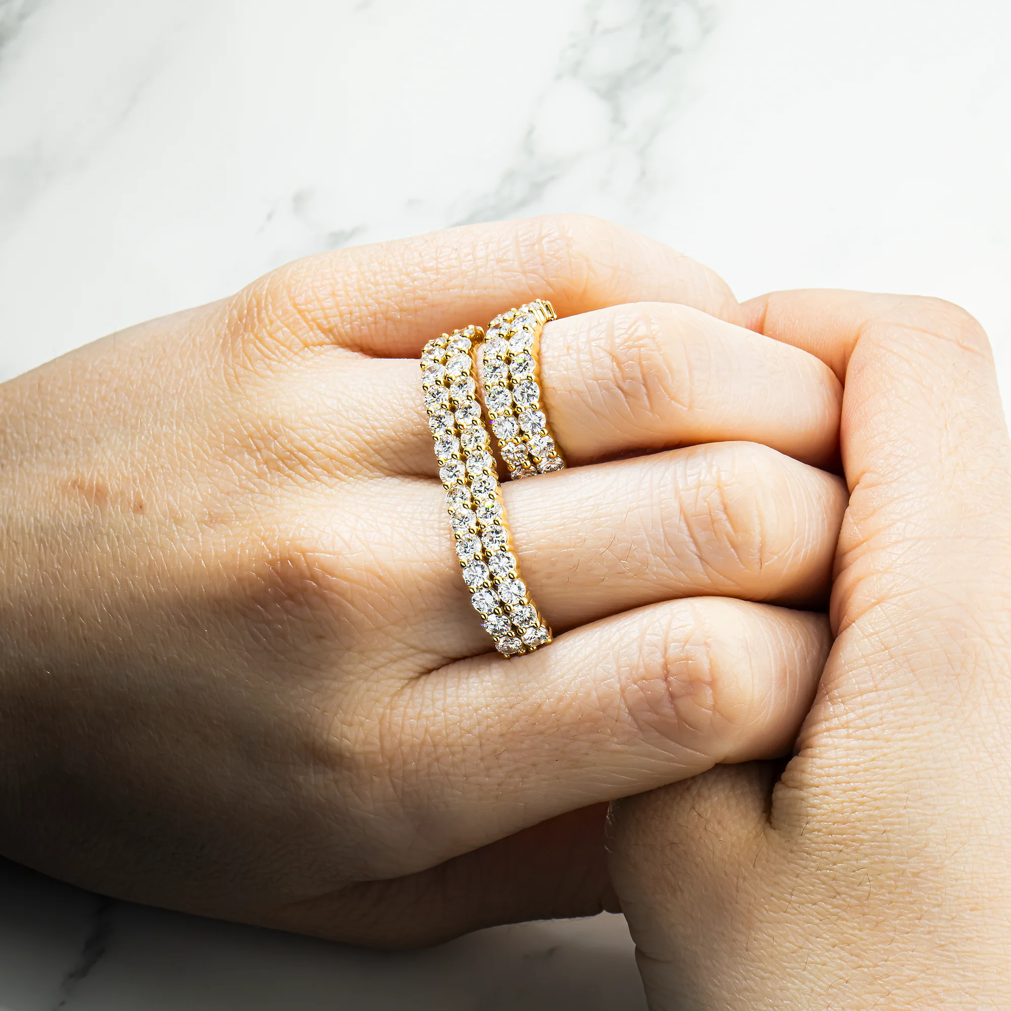 14K Yellow Gold Round Diamond Two Finger Wrap Ring 3.04ct - Image 2