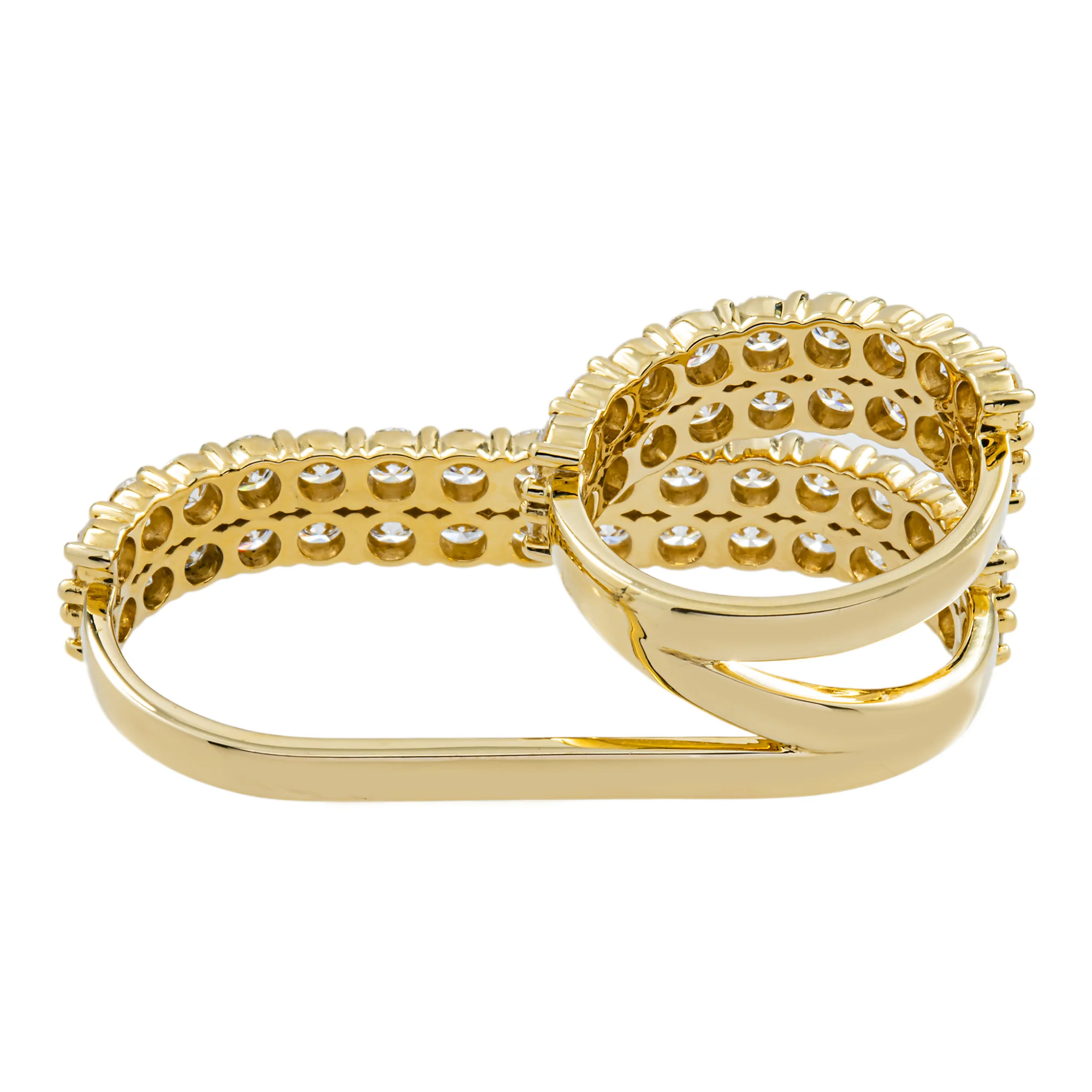 14K Yellow Gold Round Diamond Two Finger Wrap Ring 3.04ct - Image 3