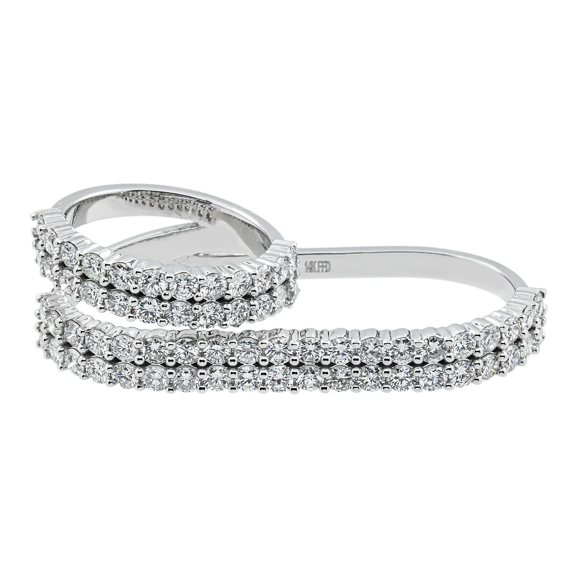 14K Yellow Gold Round Diamond Two Finger Wrap Ring 3.04ct - Image 4