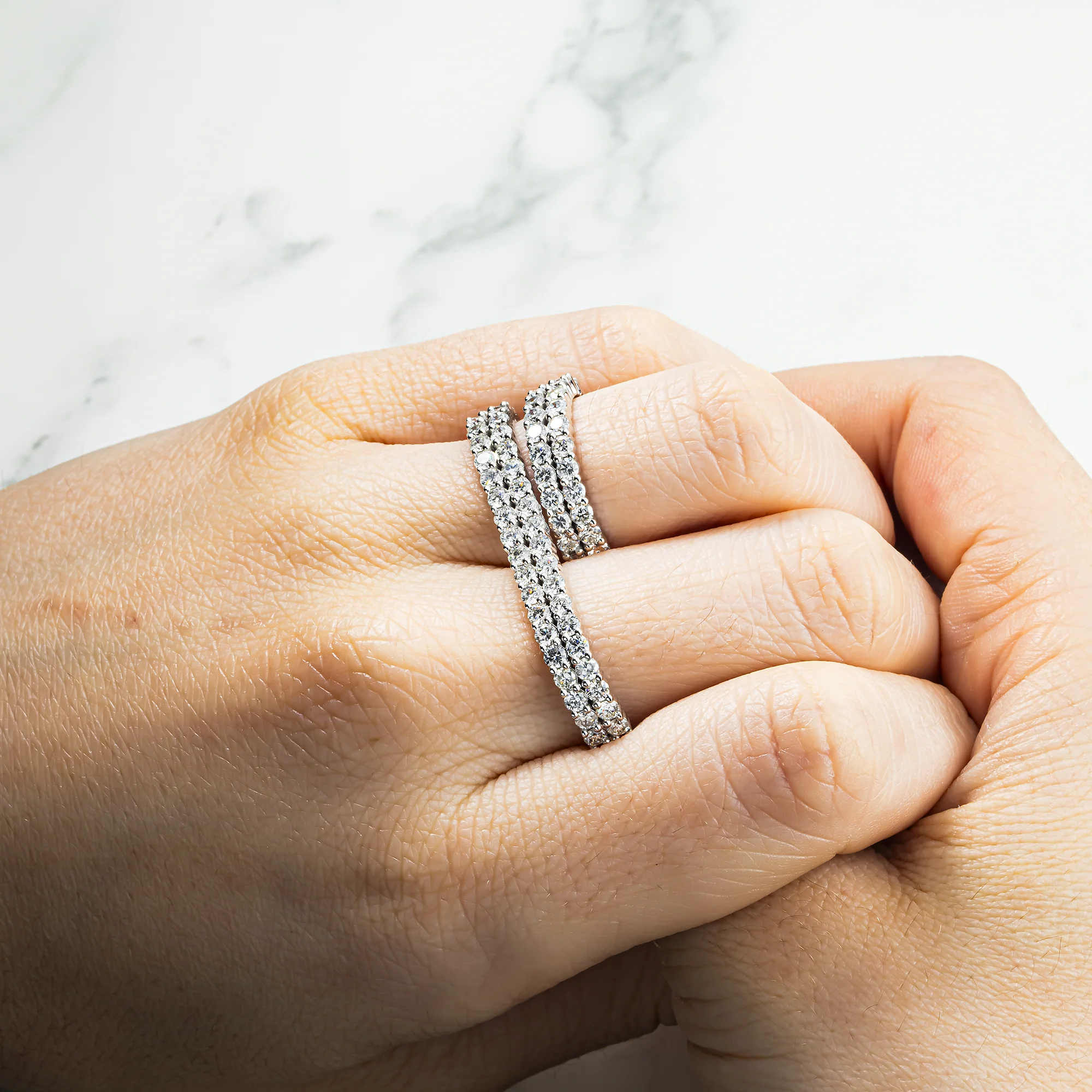 14K Yellow Gold Round Diamond Two Finger Wrap Ring 3.04ct - Image 5