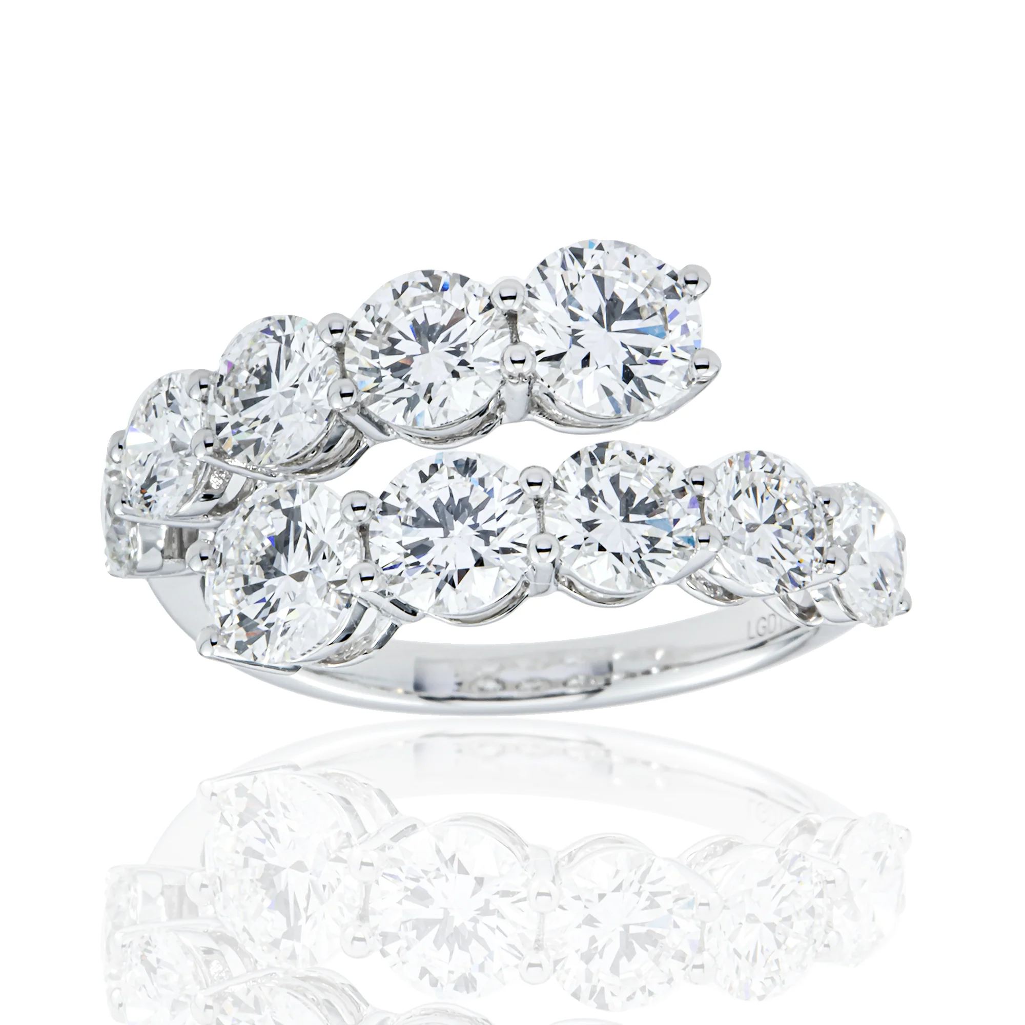 14K White Gold Round Diamond Wrap Ring 3.89ct