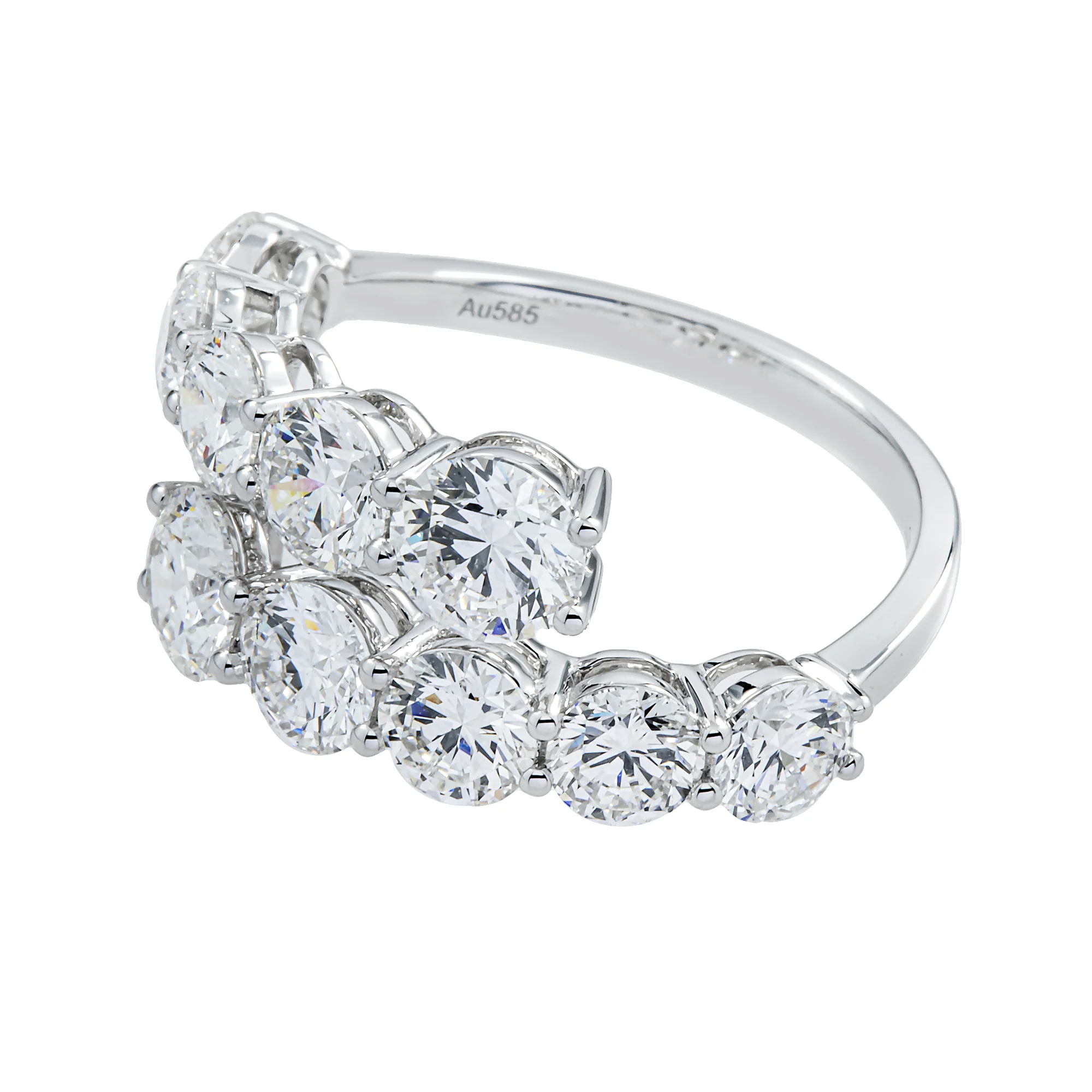 14K White Gold Round Diamond Wrap Ring 3.89ct - Image 5