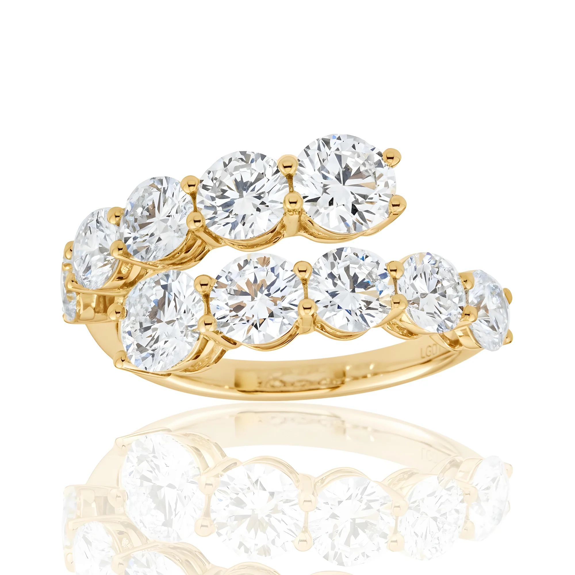 14K White Gold Round Diamond Wrap Ring 3.89ct - Image 6