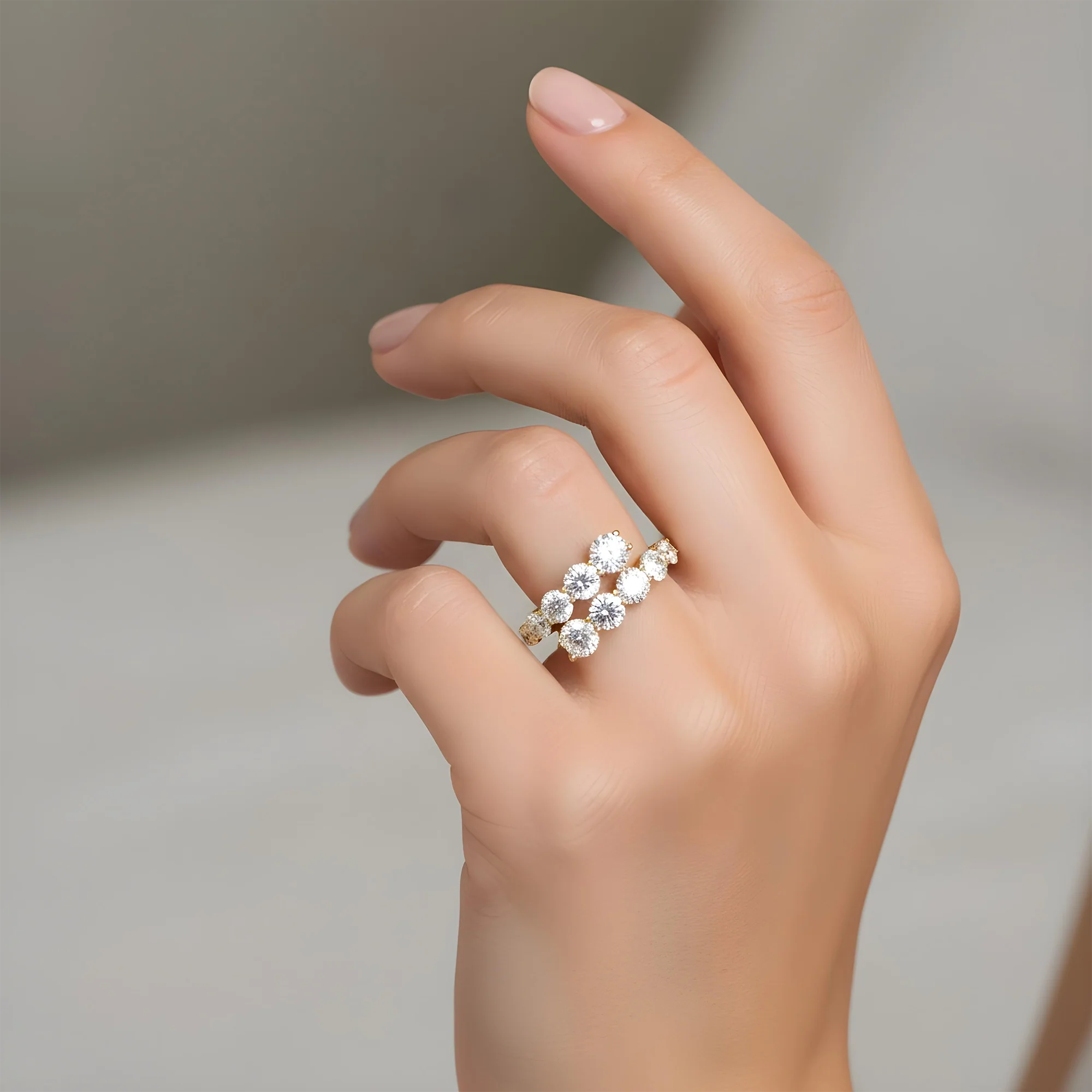 14K White Gold Round Diamond Wrap Ring 3.89ct - Image 7
